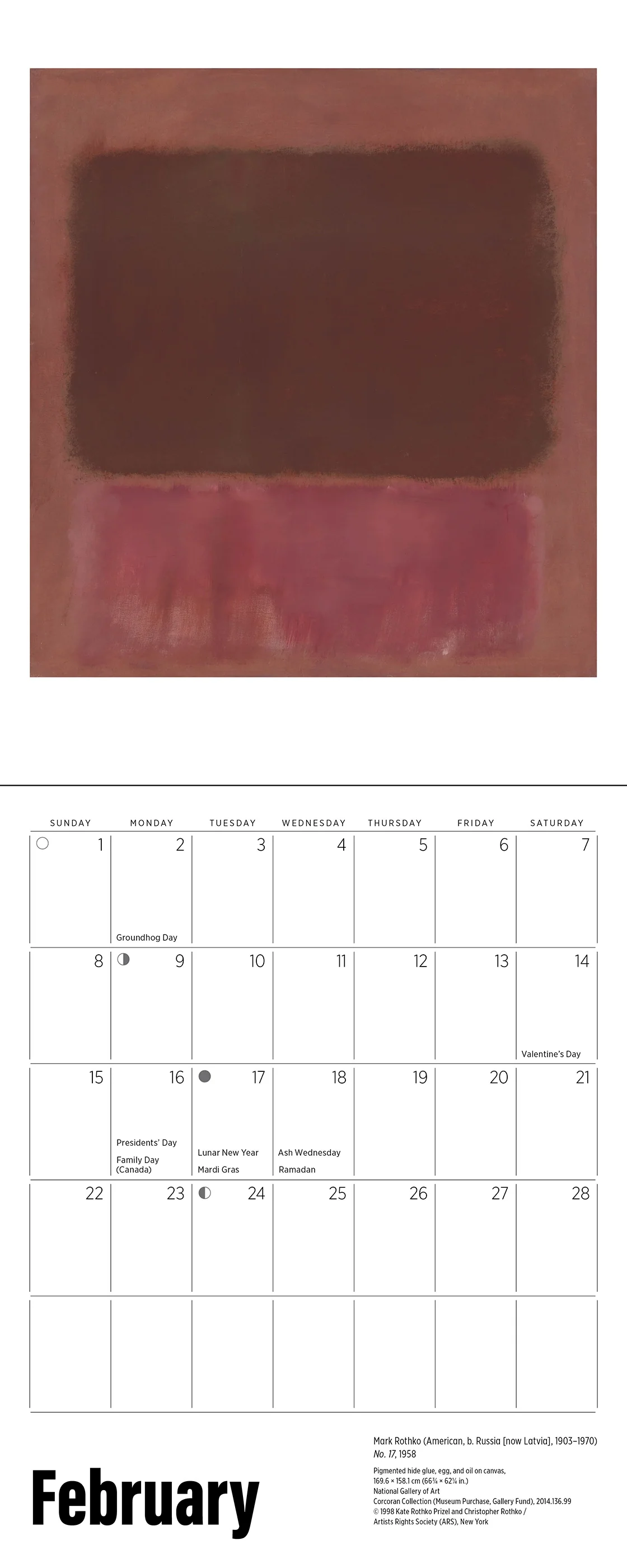 Rothko 2026 Mini Wall Calendar 4 Rothko 2026 Mini Wall Calendar