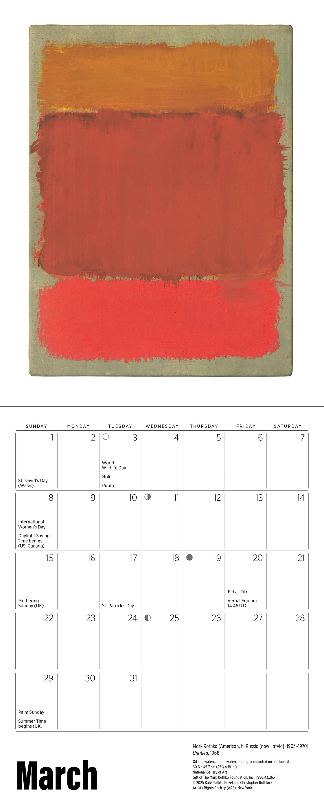 Rothko 2026 Mini Wall Calendar 5 Rothko 2026 Mini Wall Calendar