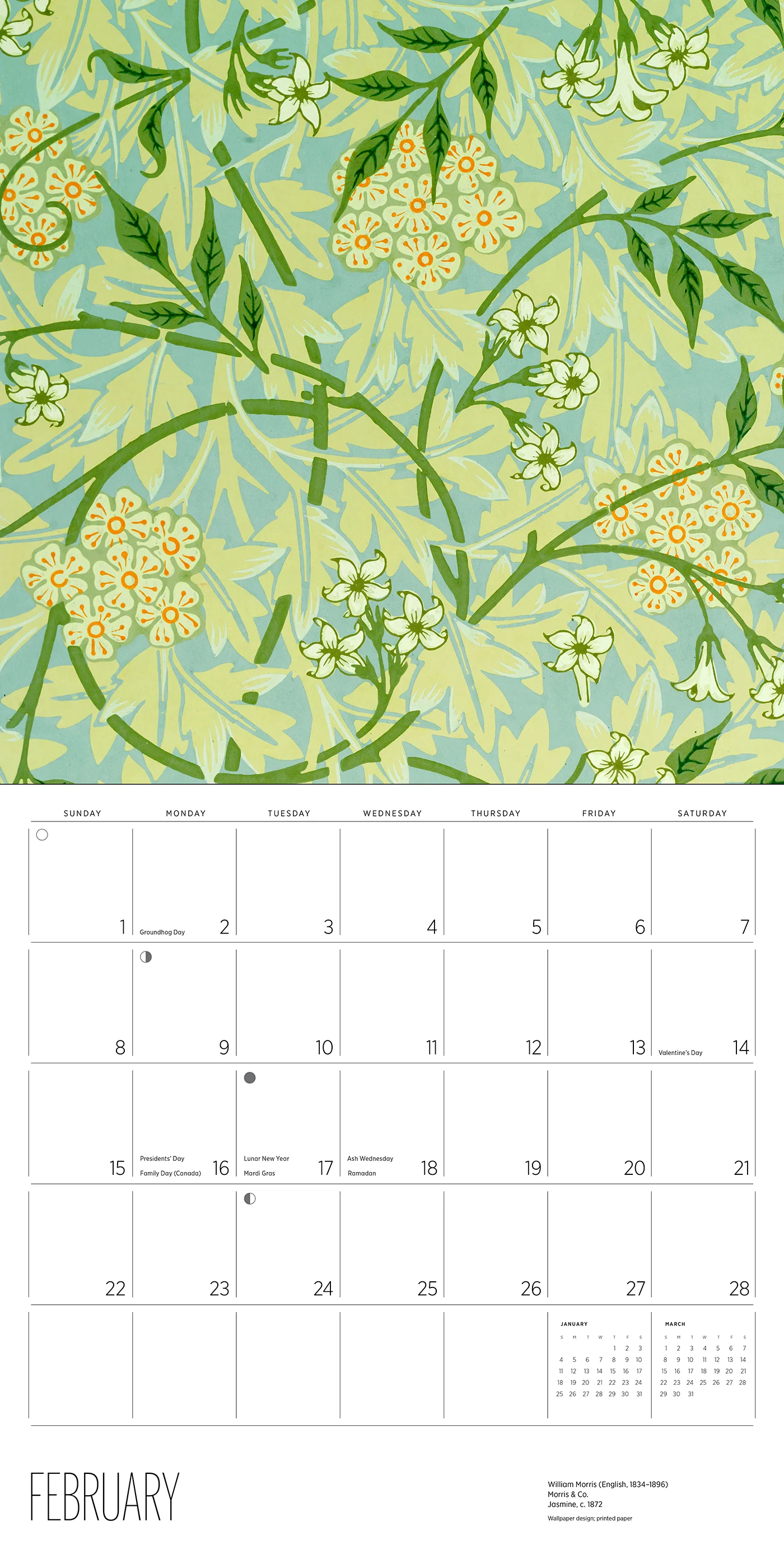 William Morris: Arts & Crafts Designs 2026 Wall Calendar