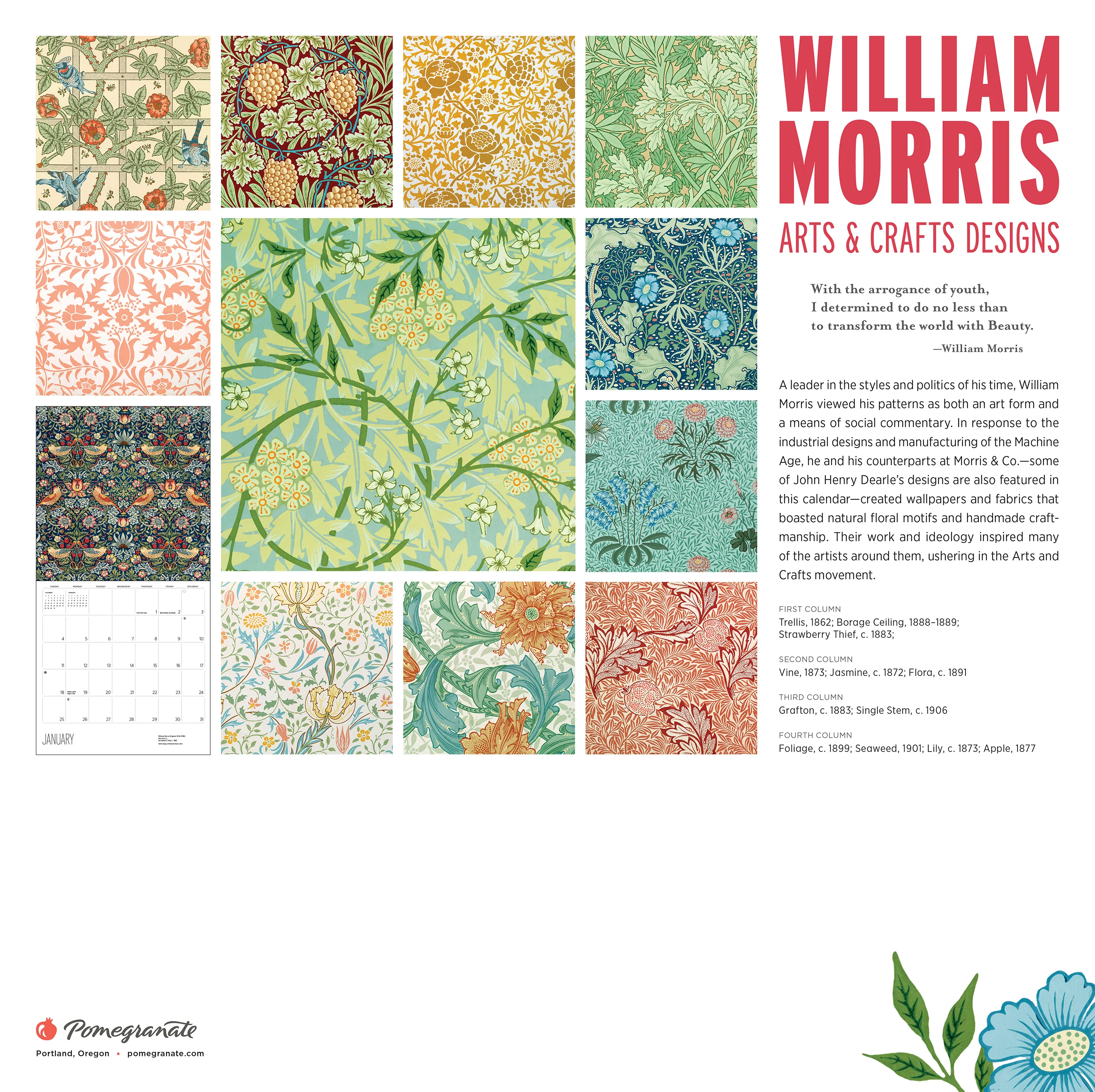 William Morris: Arts & Crafts Designs 2026 Wall Calendar 8 William Morris: Arts & Crafts Designs 2026 Wall Calendar