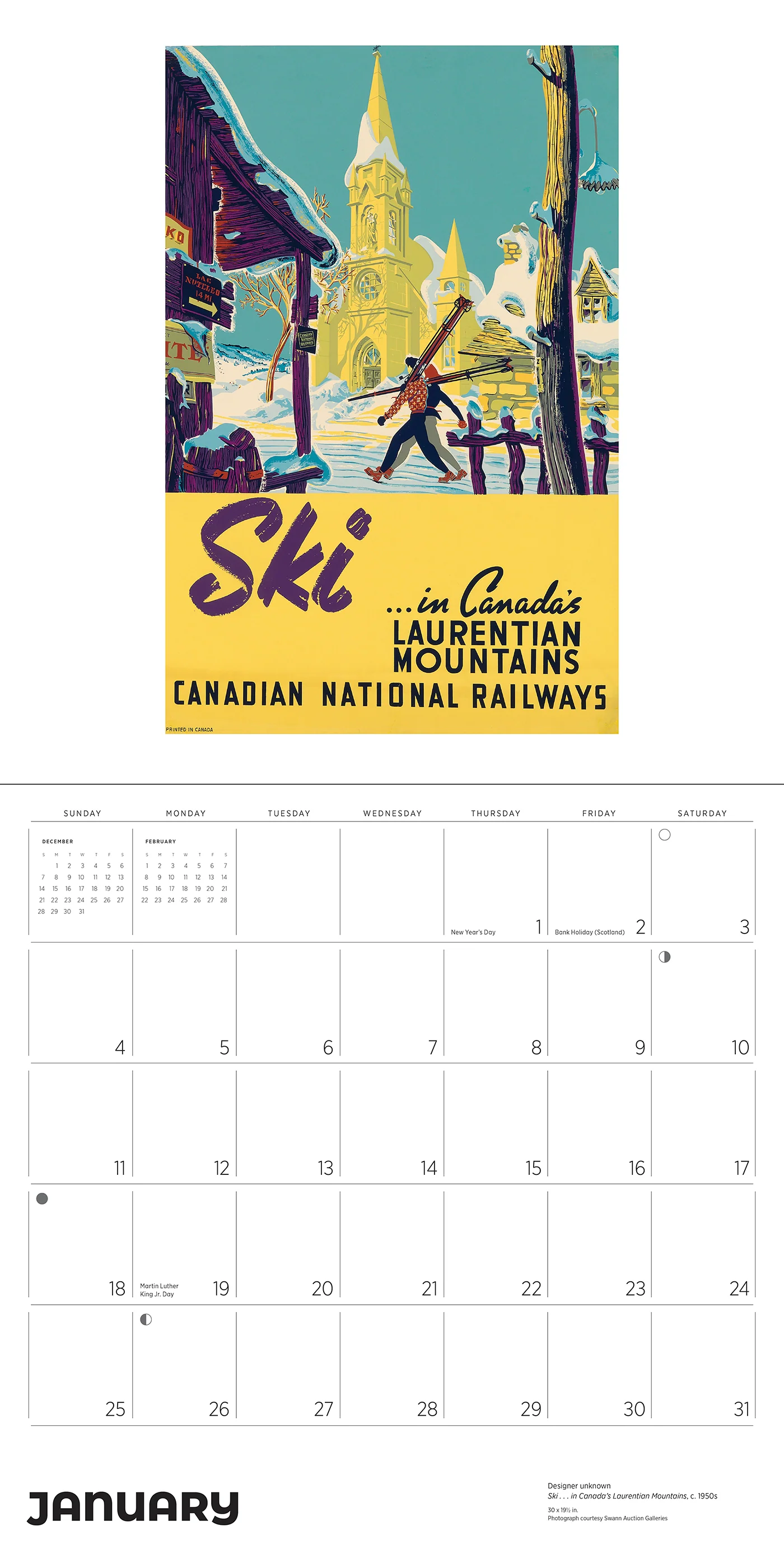 Canada: Vintage Travel Posters 2026 Wall Calendar