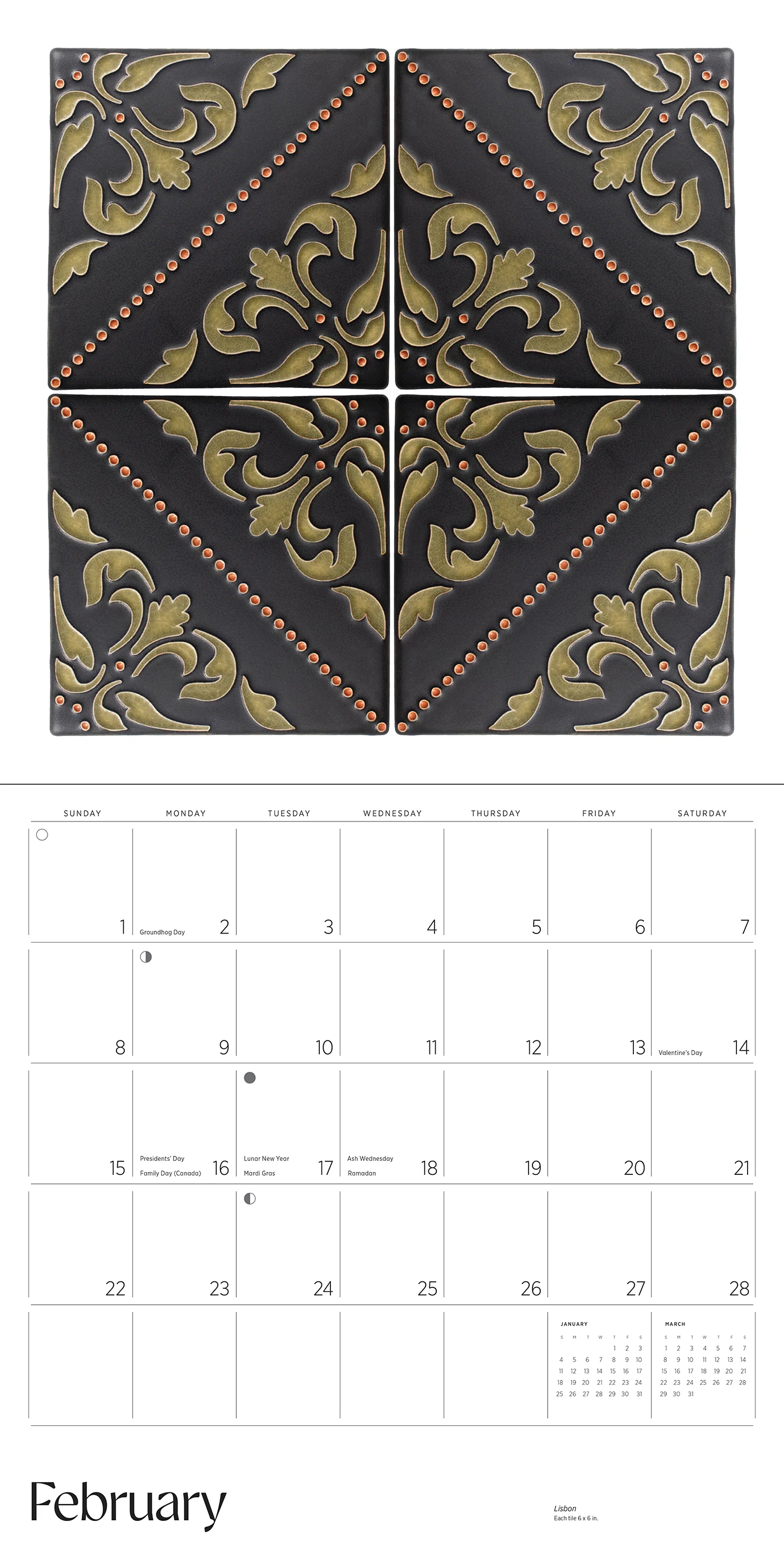 Arts & Crafts Tiles: Made by Motawi Tileworks 2026 Wall Calendar 4 Arts & Crafts Tiles: Made by Motawi Tileworks 2026 Wall Calendar