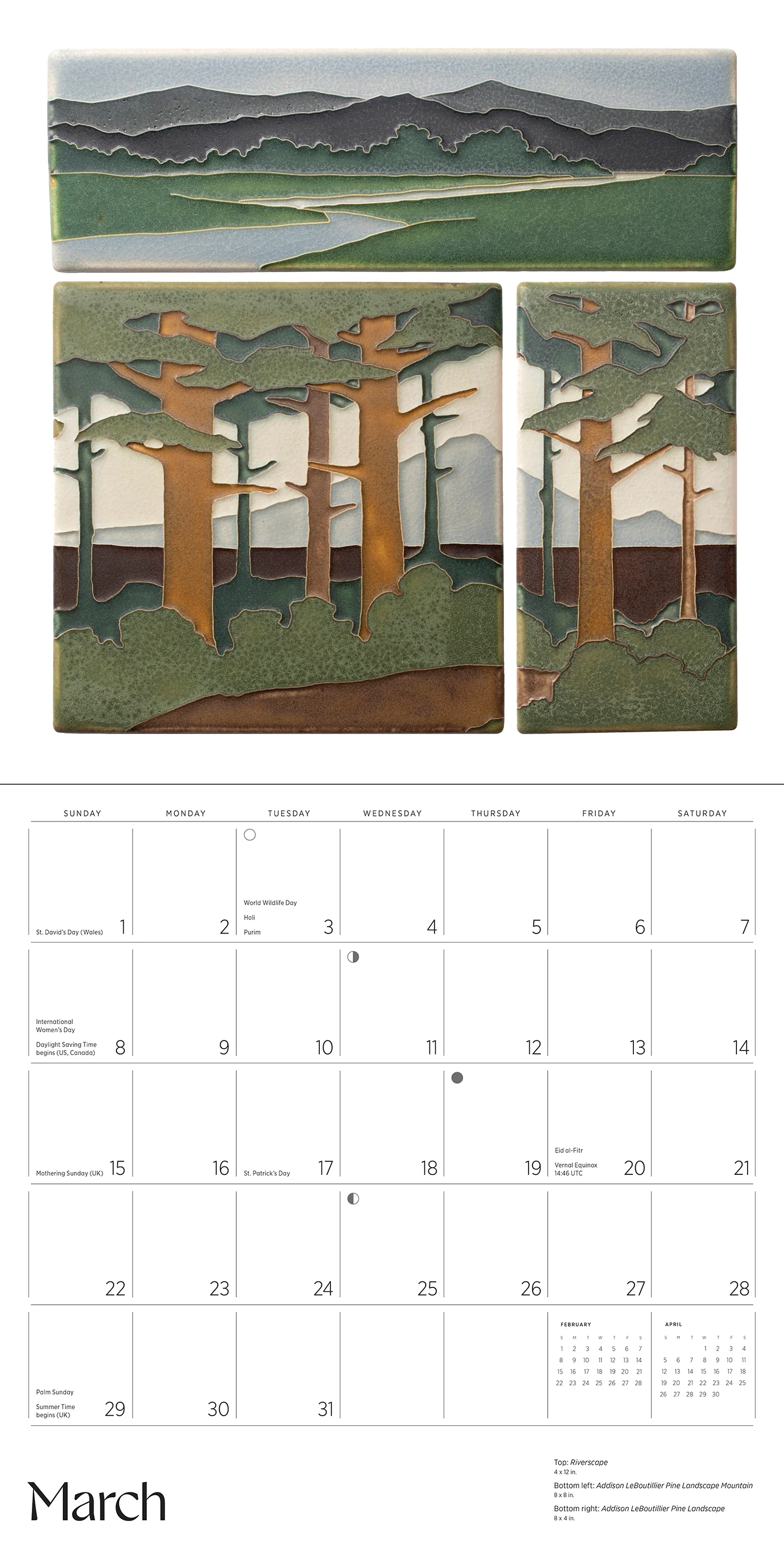 Arts & Crafts Tiles: Made by Motawi Tileworks 2026 Wall Calendar 5 Arts & Crafts Tiles: Made by Motawi Tileworks 2026 Wall Calendar