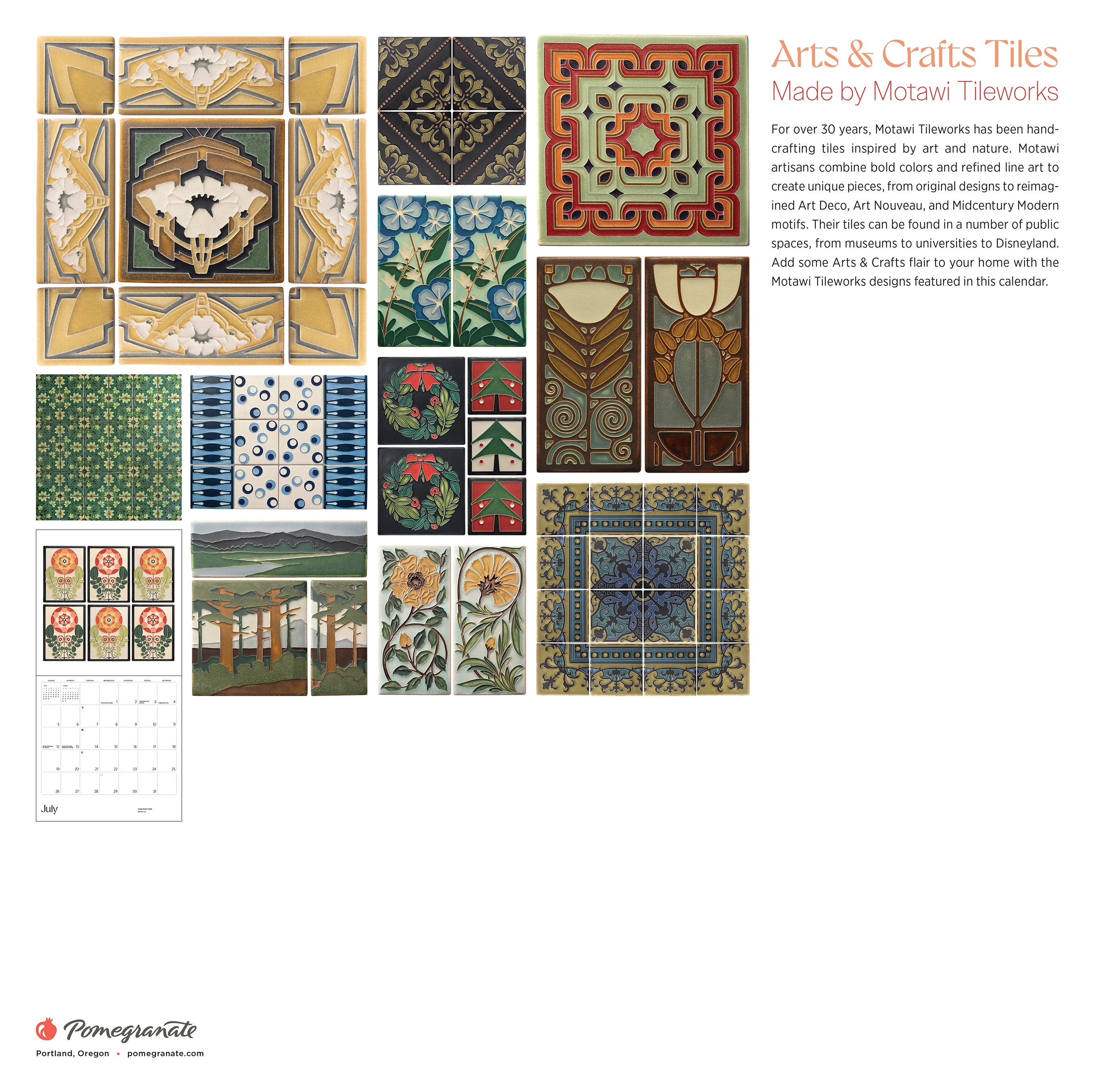 Arts & Crafts Tiles: Made by Motawi Tileworks 2026 Wall Calendar 8 Arts & Crafts Tiles: Made by Motawi Tileworks 2026 Wall Calendar