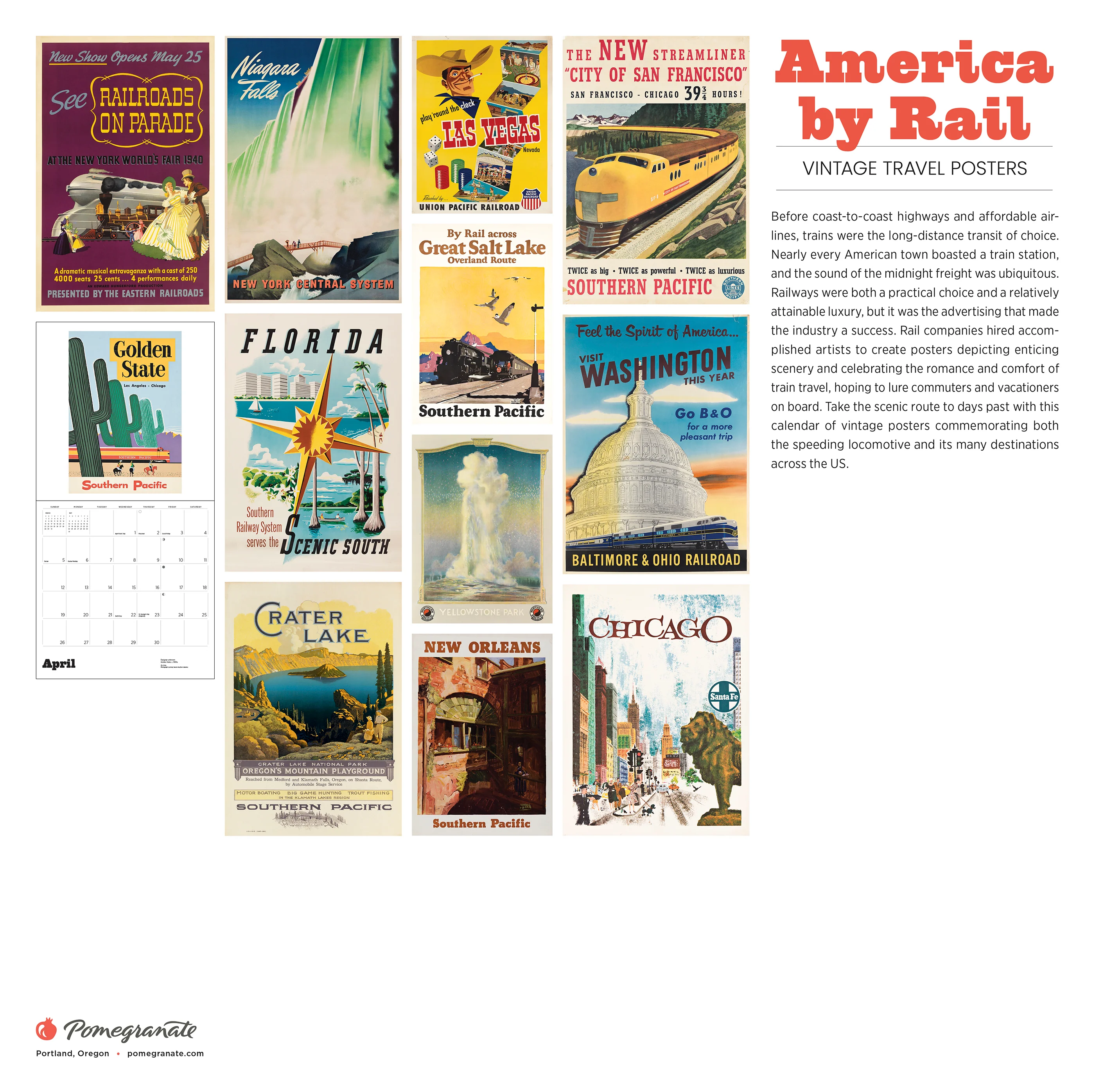 America by Rail: Vintage Travel Posters 2026 Wall Calendar 6 America by Rail: Vintage Travel Posters 2026 Wall Calendar