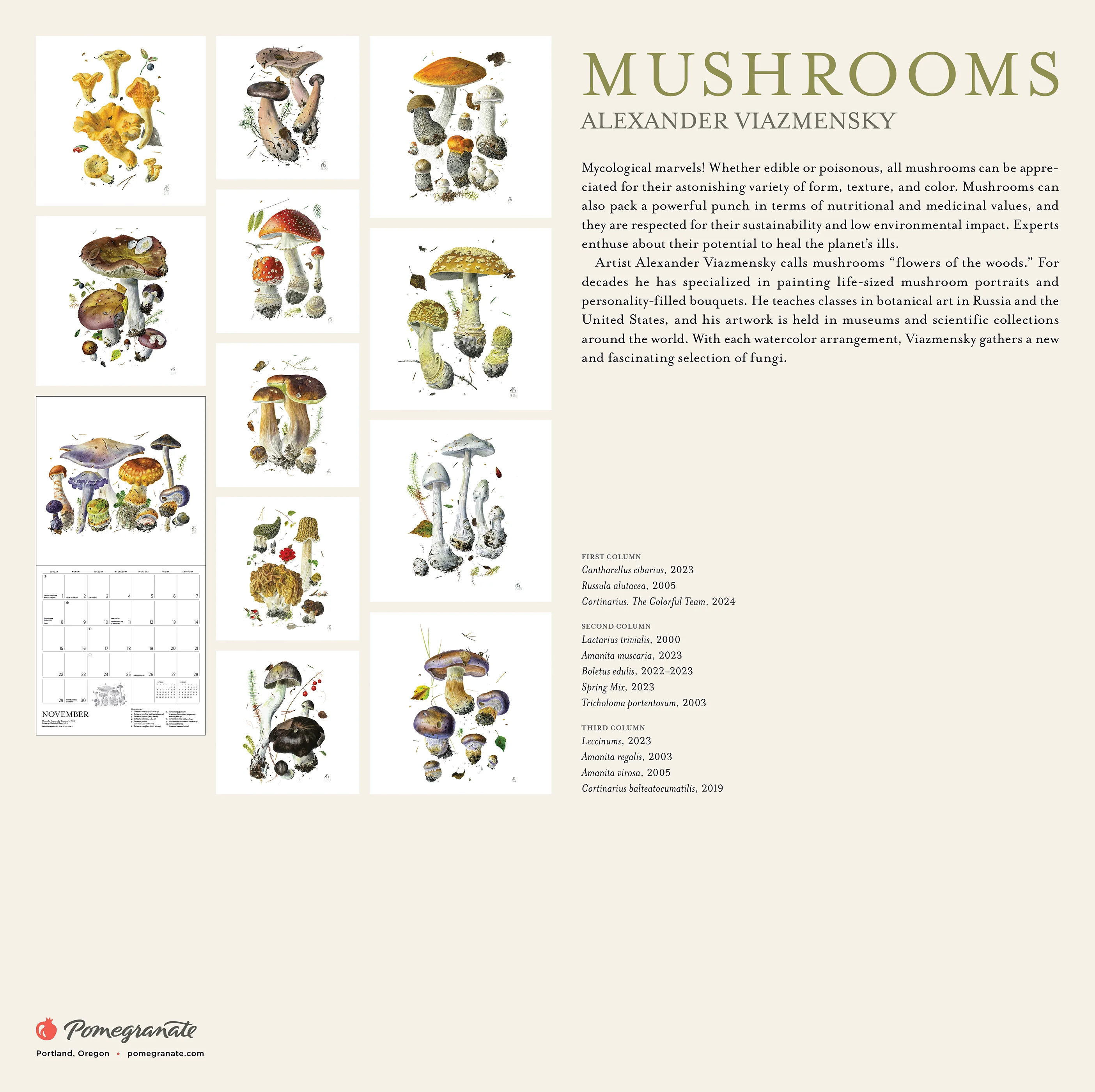 Mushrooms: Alexander Viazmensky 2026 Wall Calendar 7 Mushrooms: Alexander Viazmensky 2026 Wall Calendar