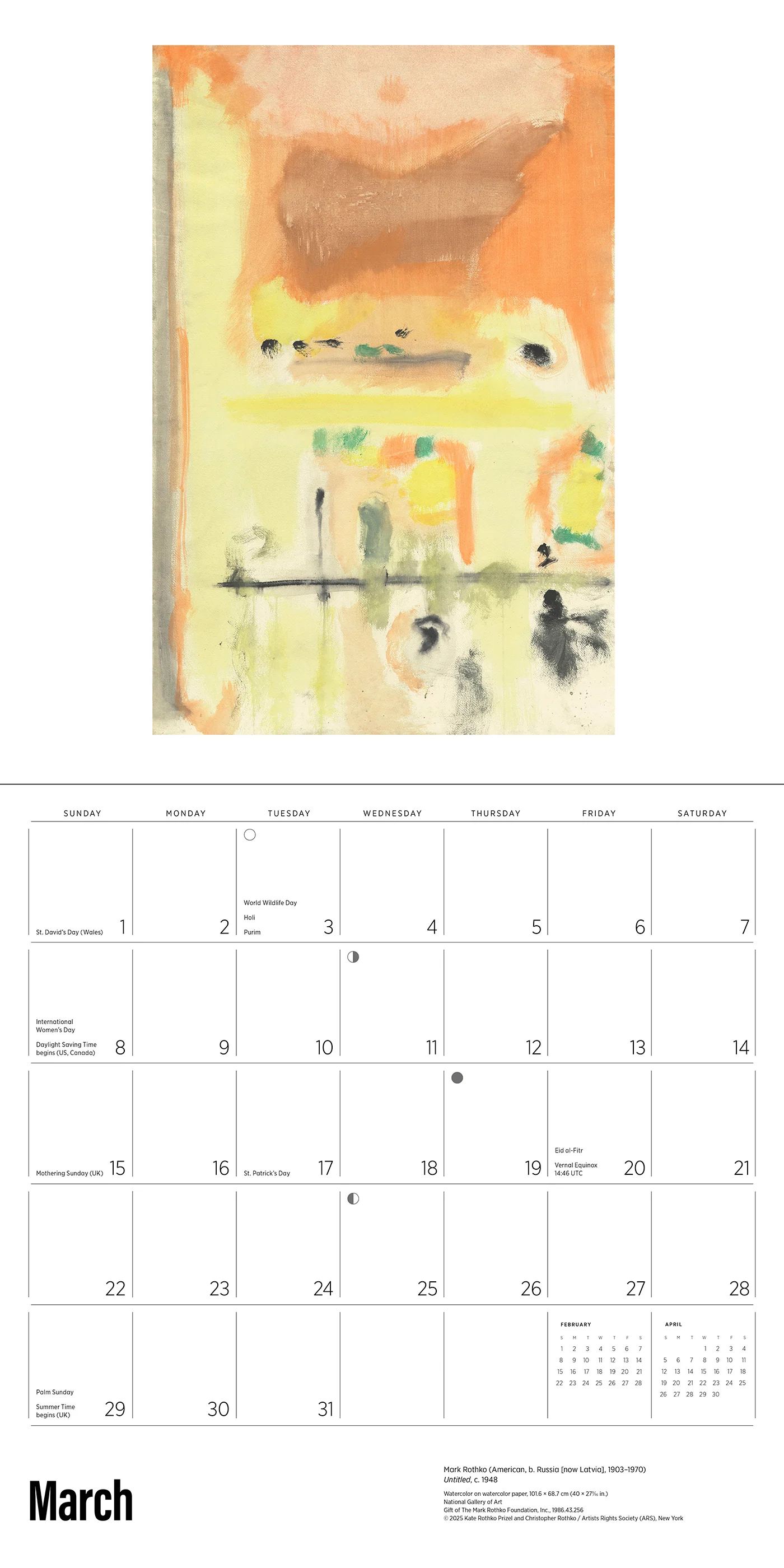 Rothko 2026 Wall Calendar 5 Rothko 2026 Wall Calendar