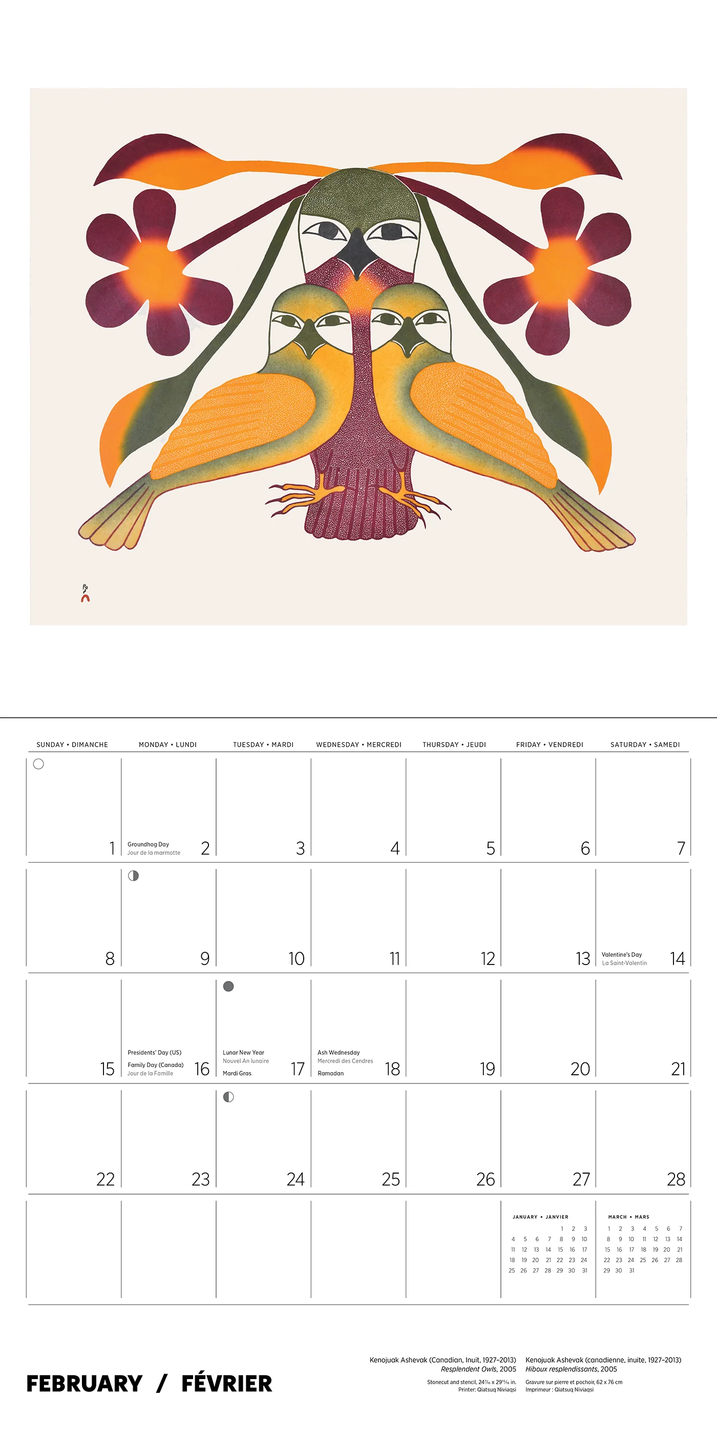 Kenojuak Ashevak 2026 Wall Calendar 7 Kenojuak Ashevak 2026 Wall Calendar