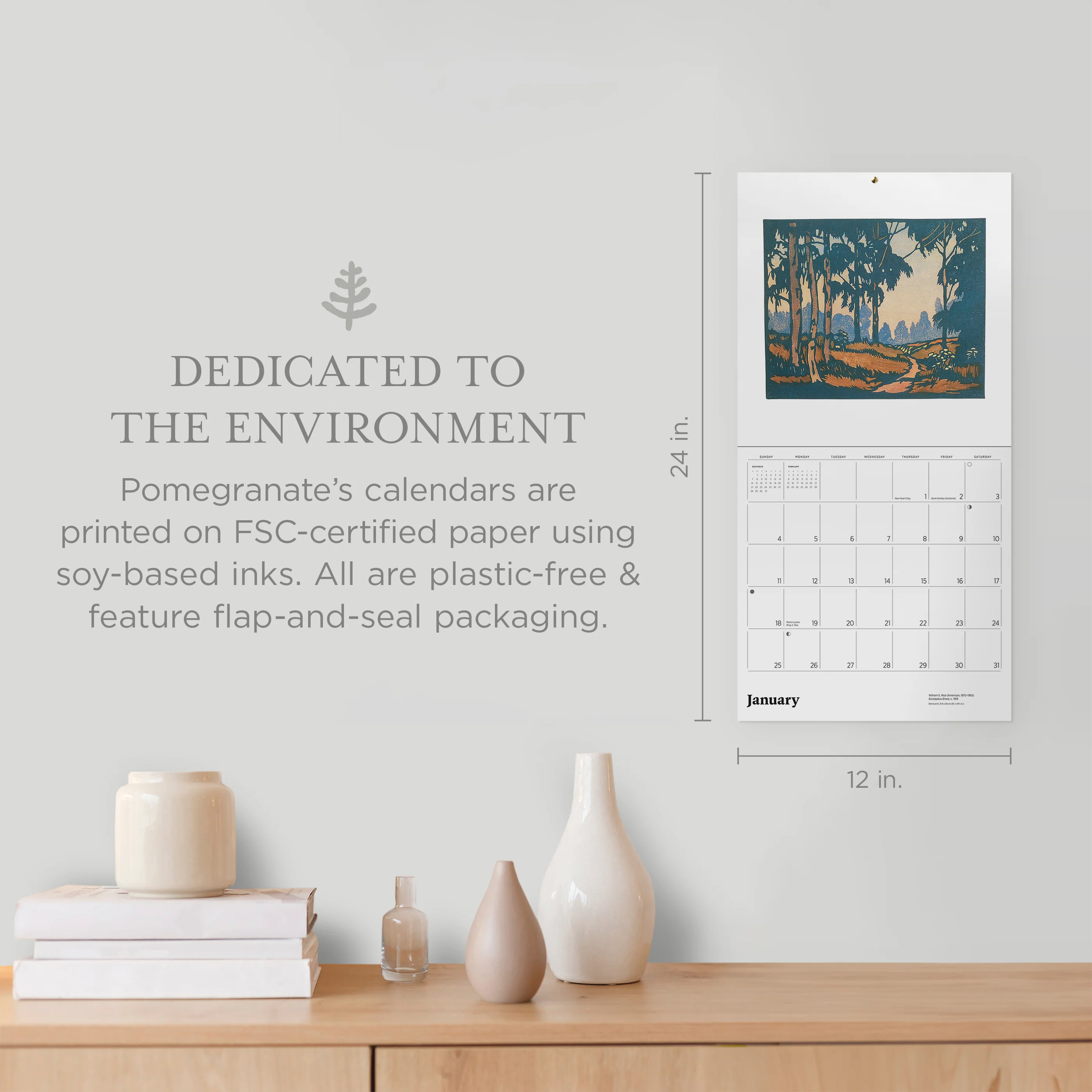 Arts & Crafts Block Prints by William S. Rice 2026 Wall Calendar