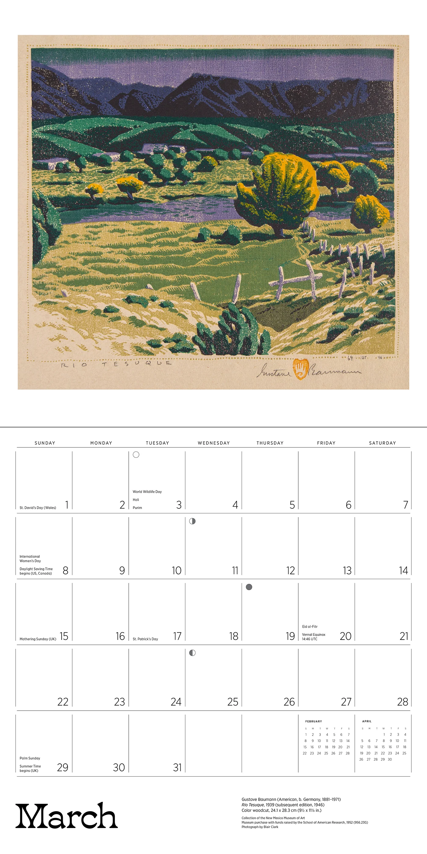A Small, Untroubled World: The Art of Gustave Baumann 2026 Wall Calendar 5 A Small, Untroubled World: The Art of Gustave Baumann 2026 Wall Calendar