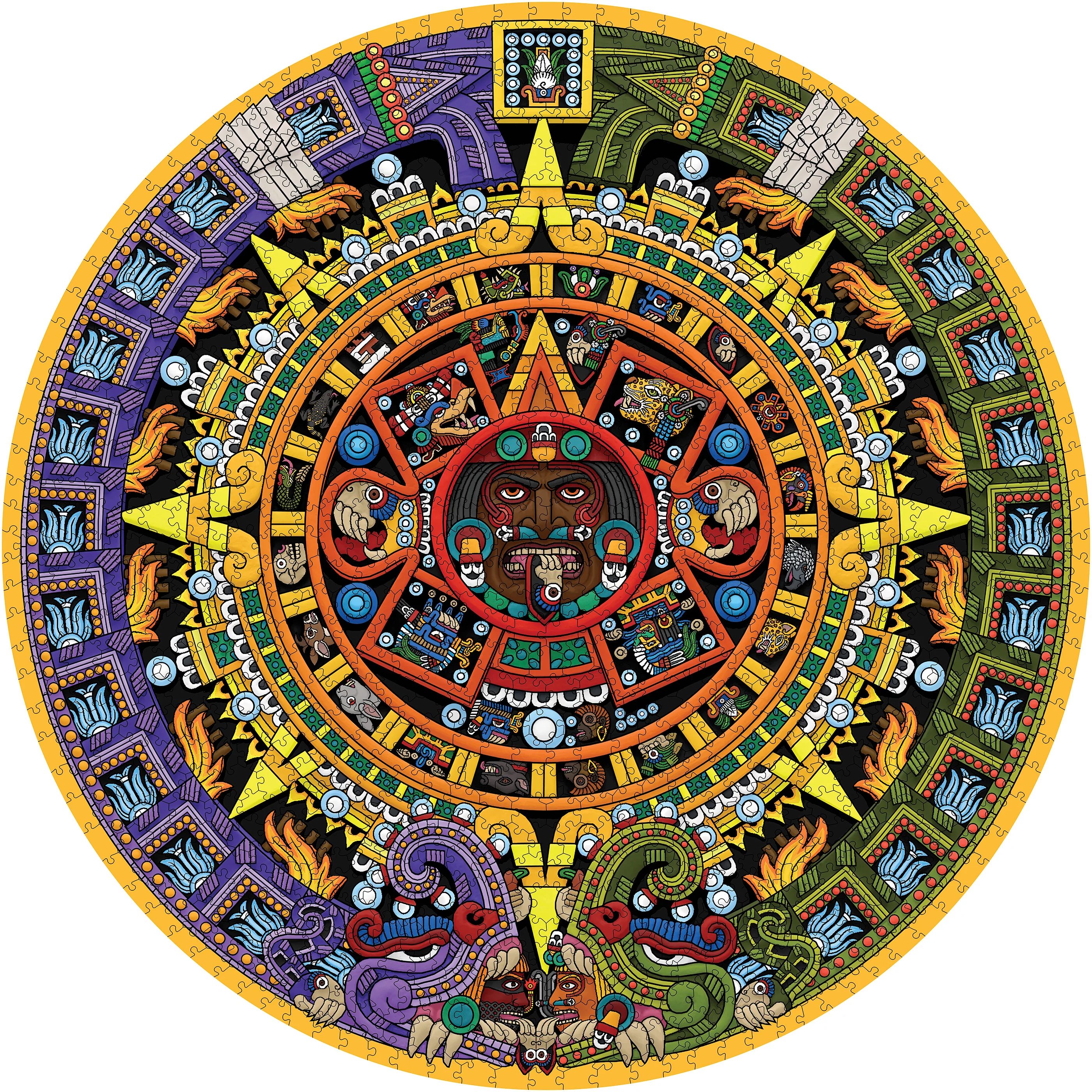 Michael Angulo: Aztec Sun Stone 1000-Piece Circular Jigsaw Puzzle 2 Michael Angulo: Aztec Sun Stone 1000-Piece Circular Jigsaw Puzzle
