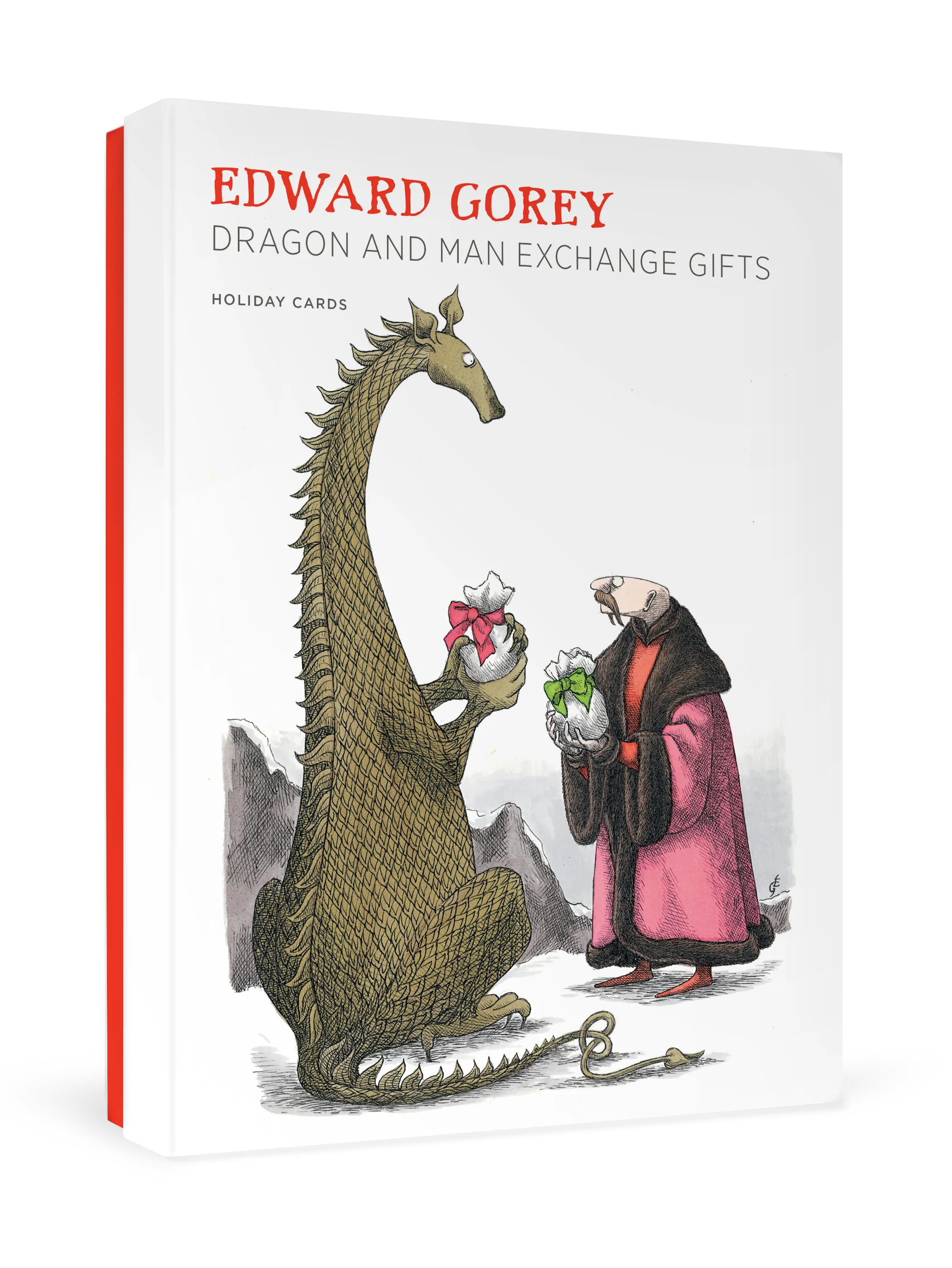 Edward Gorey: Dragon and Man Exchange Gifts Holiday Cards