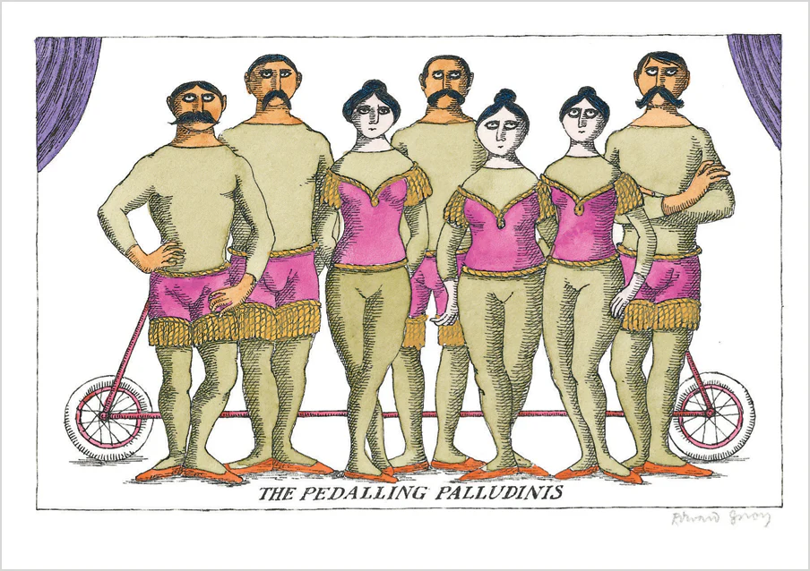 Edward Gorey: The Pedalling Palludinis Postcard