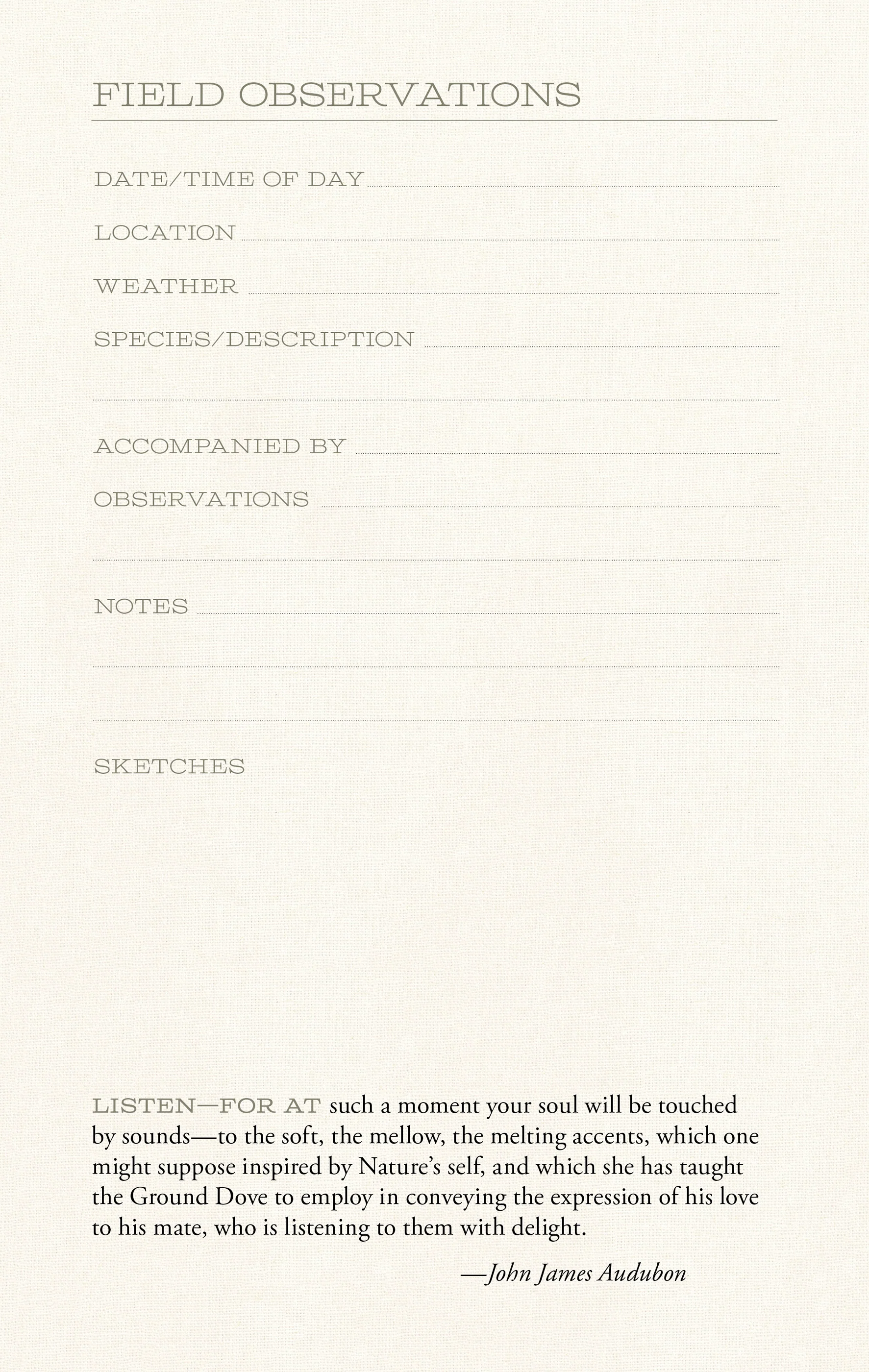 John James Audubon Birder’s Journal