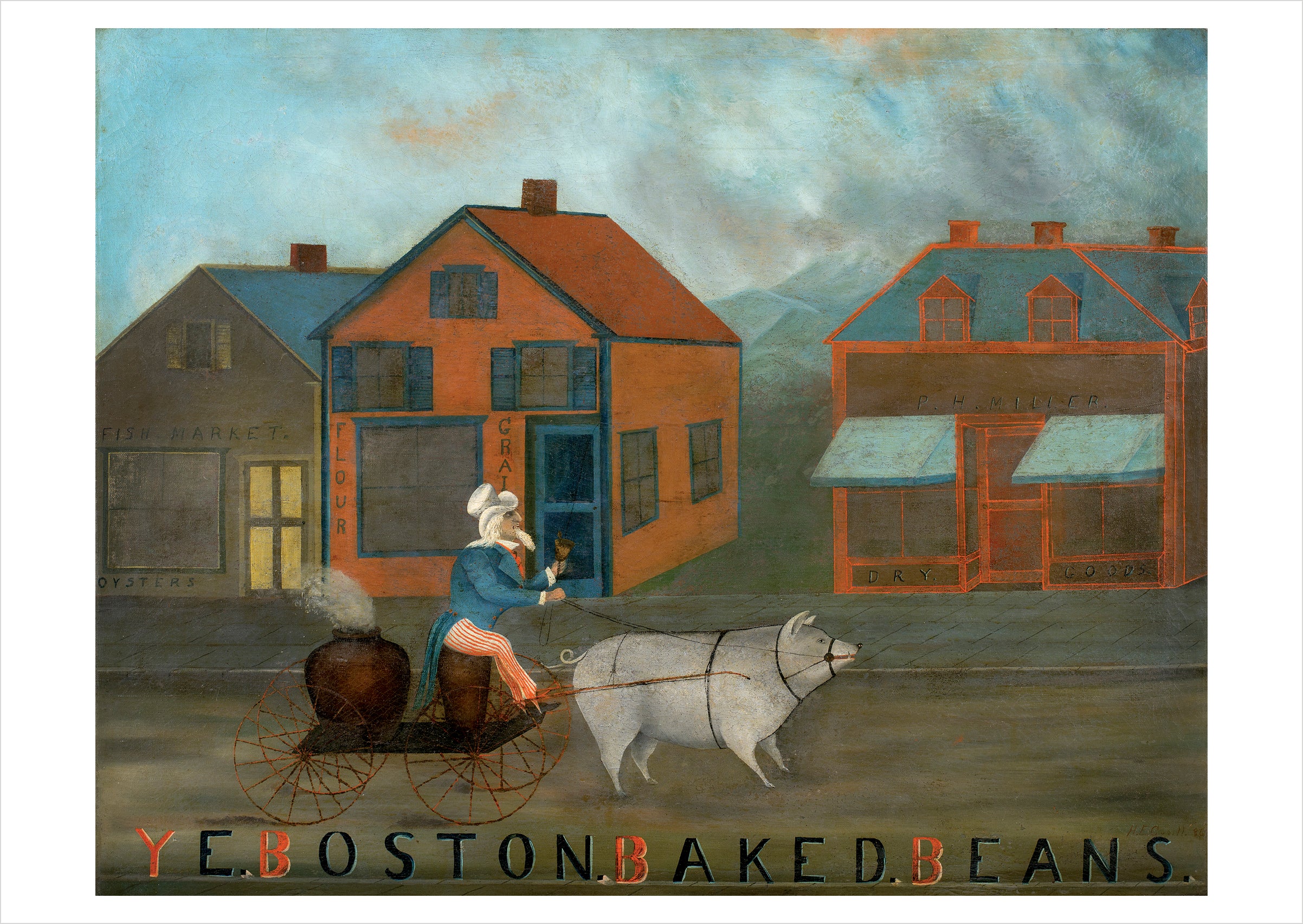 H. E. Covill: Ye Boston Baked Beans Postcard