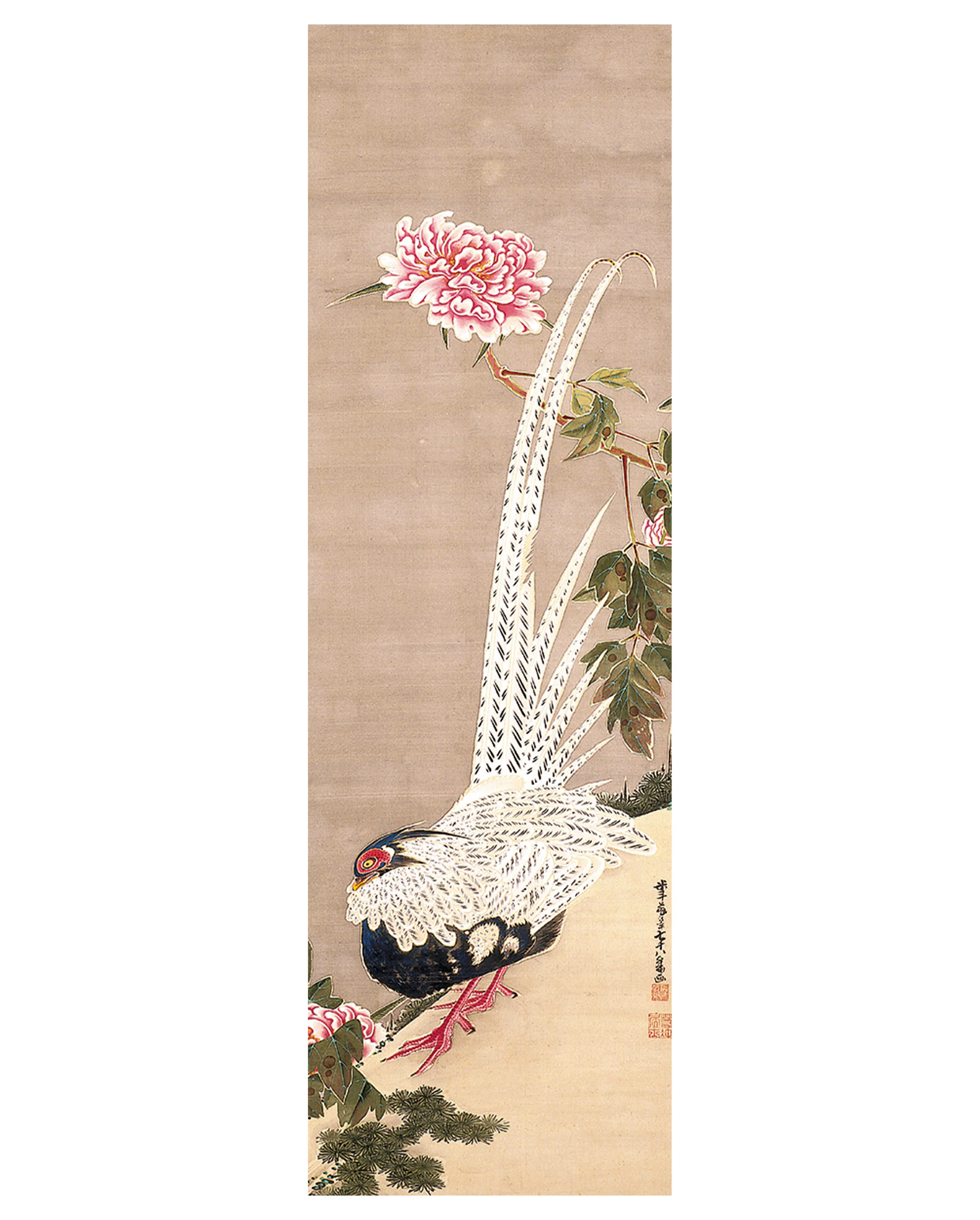 Itō Jakuchū: Silver Pheasant and Peonies Bookmark