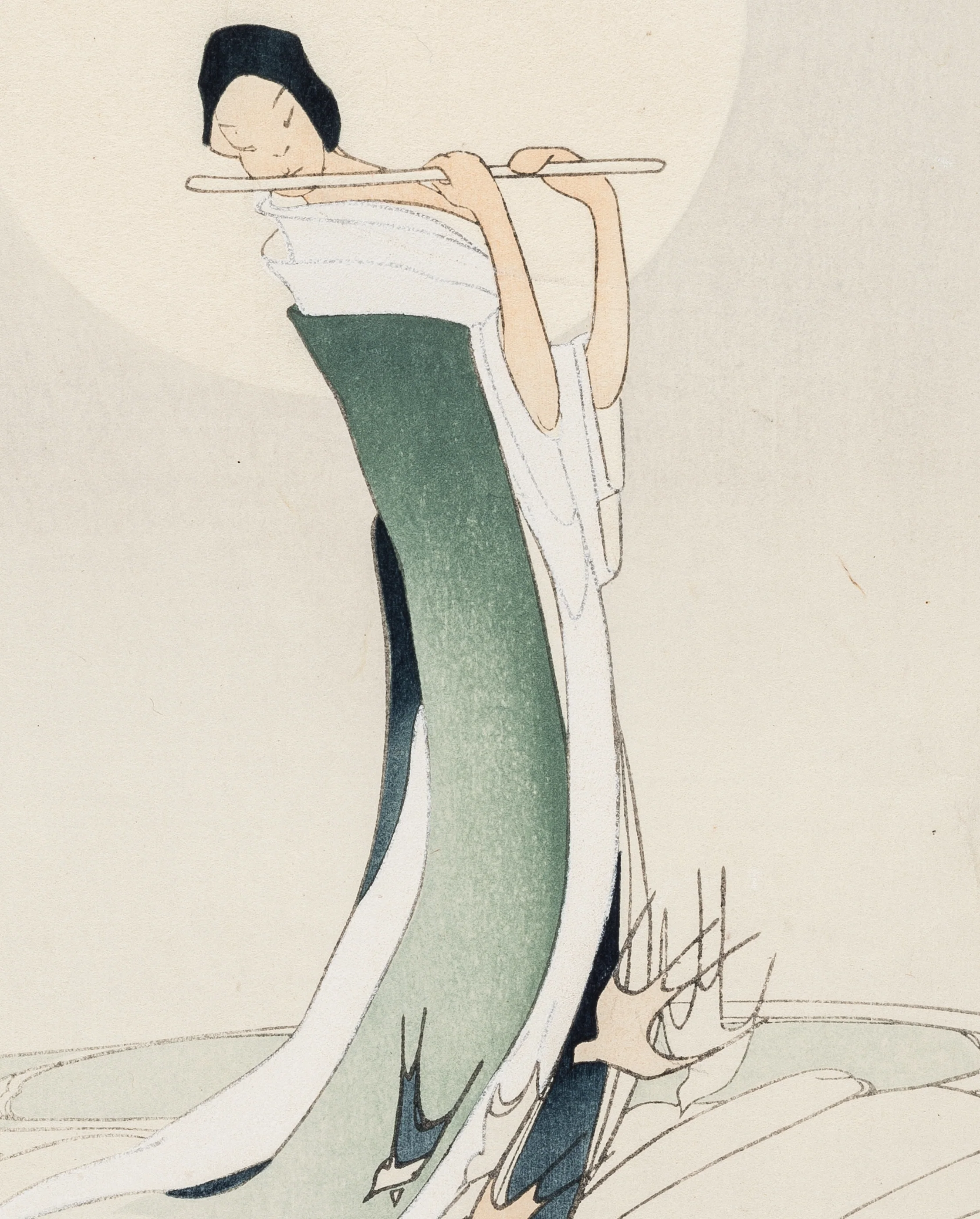 Bertha Lum: Female Figure on Waves Bookmark