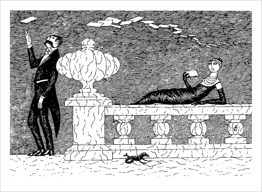 Edward Gorey: Mysterious Messages, Cryptic Cards, Coded Conundrums, Anonymous Notes Book of Postcards 3 Edward Gorey: Mysterious Messages, Cryptic Cards, Coded Conundrums, Anonymous Notes Book of Postcards