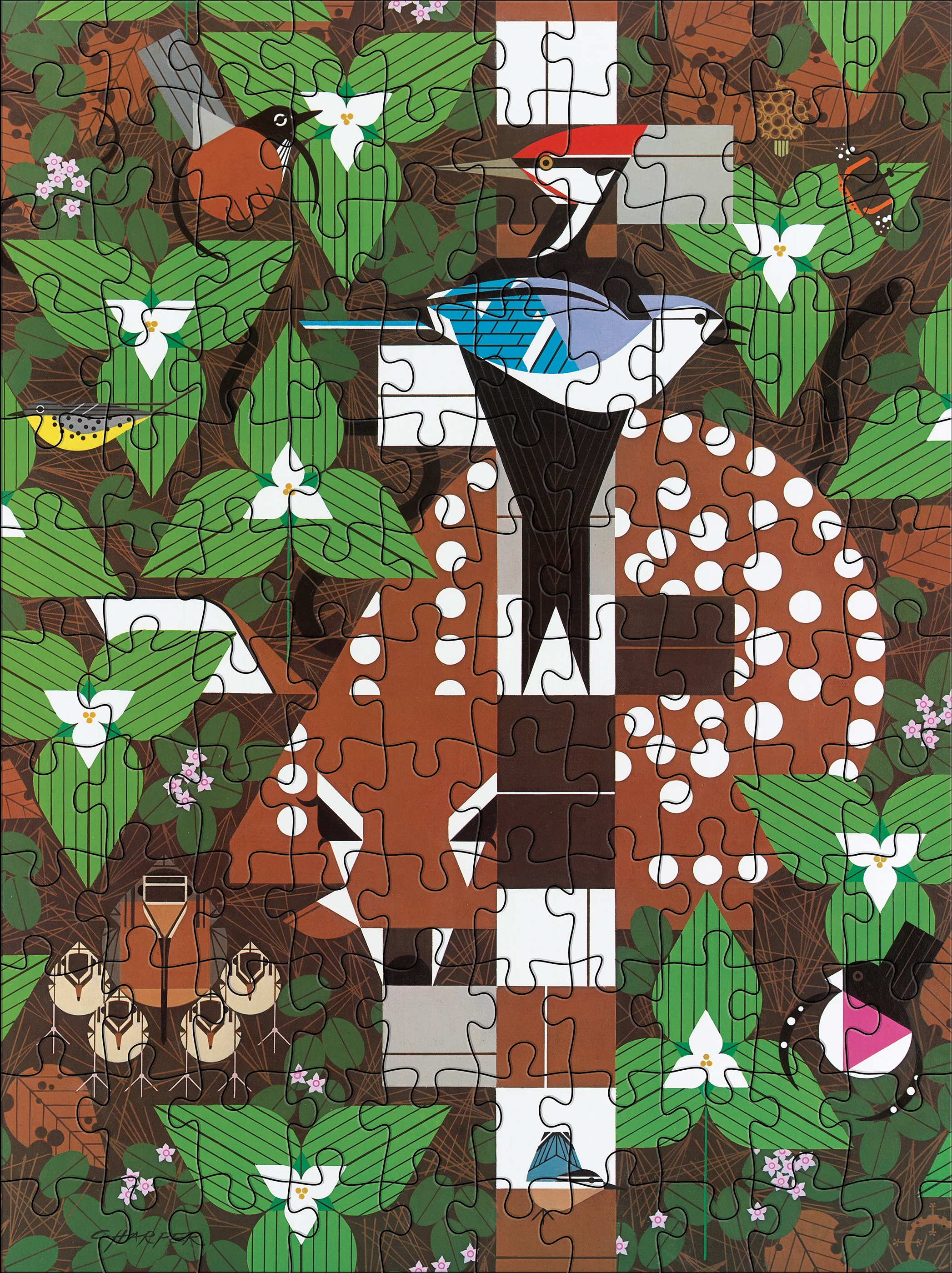 Charley Harper 120-Piece Double-Sided Jigsaw Puzzle Set 5 Charley Harper 120-Piece Double-Sided Jigsaw Puzzle Set