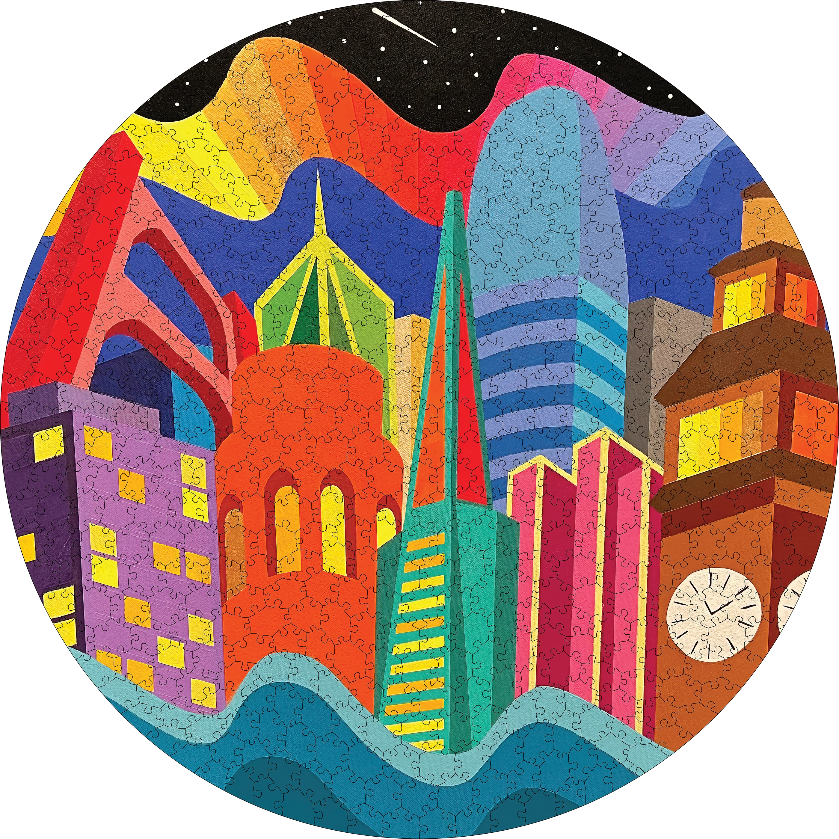 Jordan Herren: City Vibes 500-Piece Circular Jigsaw Puzzle