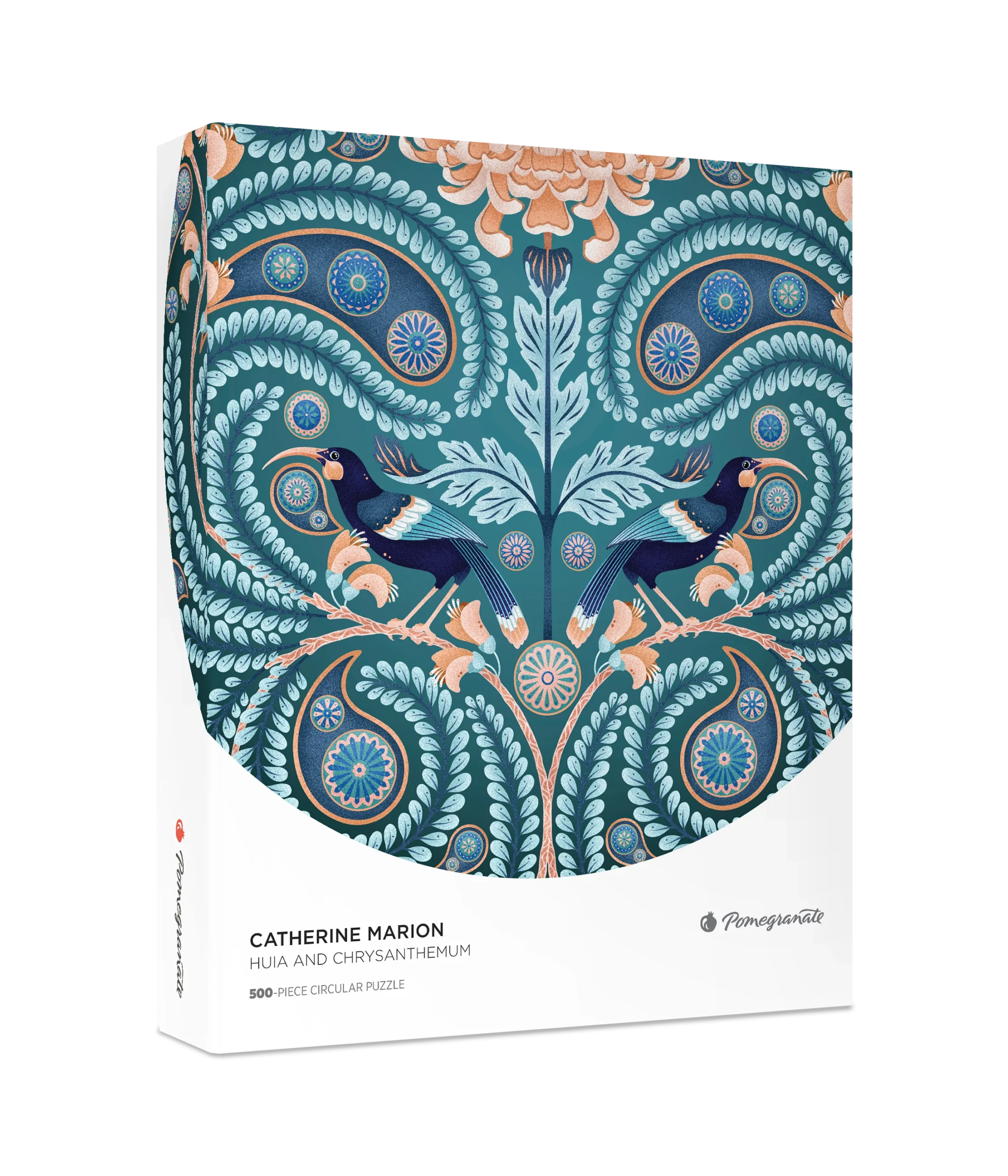 Catherine Marion: Huia and Chrysanthemum 500-Piece Circular Jigsaw Puzzle