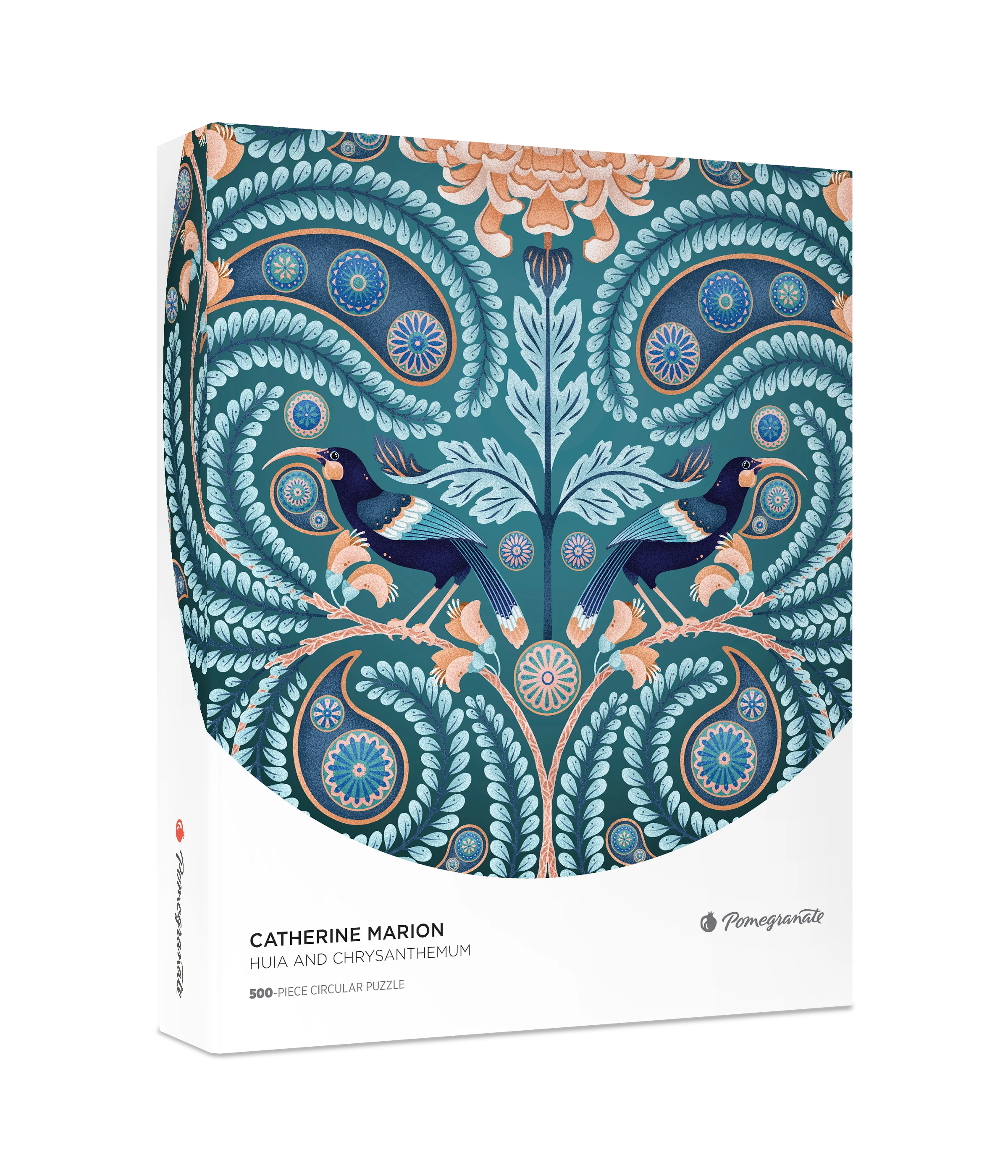 Catherine Marion: Huia and Chrysanthemum 500-Piece Circular Jigsaw Puzzle
