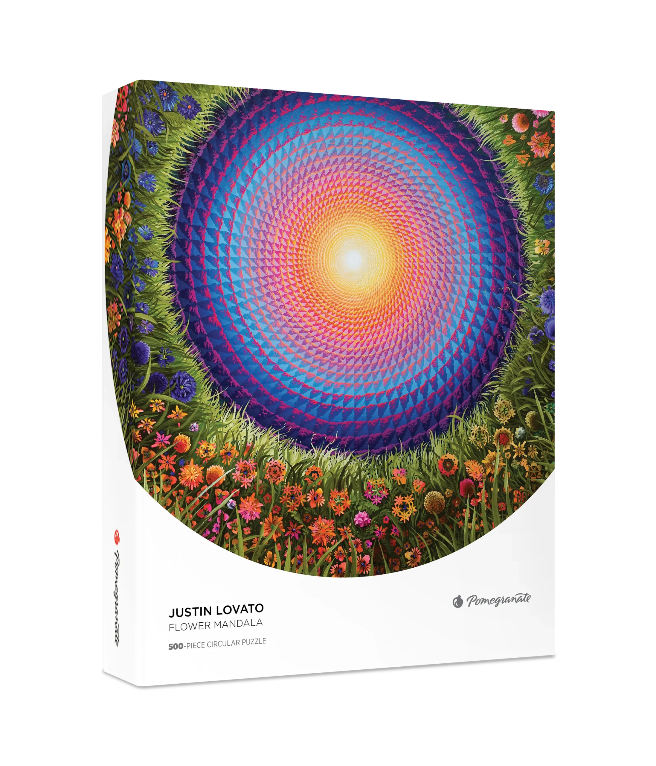 Justin Lovato: Flower Mandala 500-Piece Circular Jigsaw Puzzle