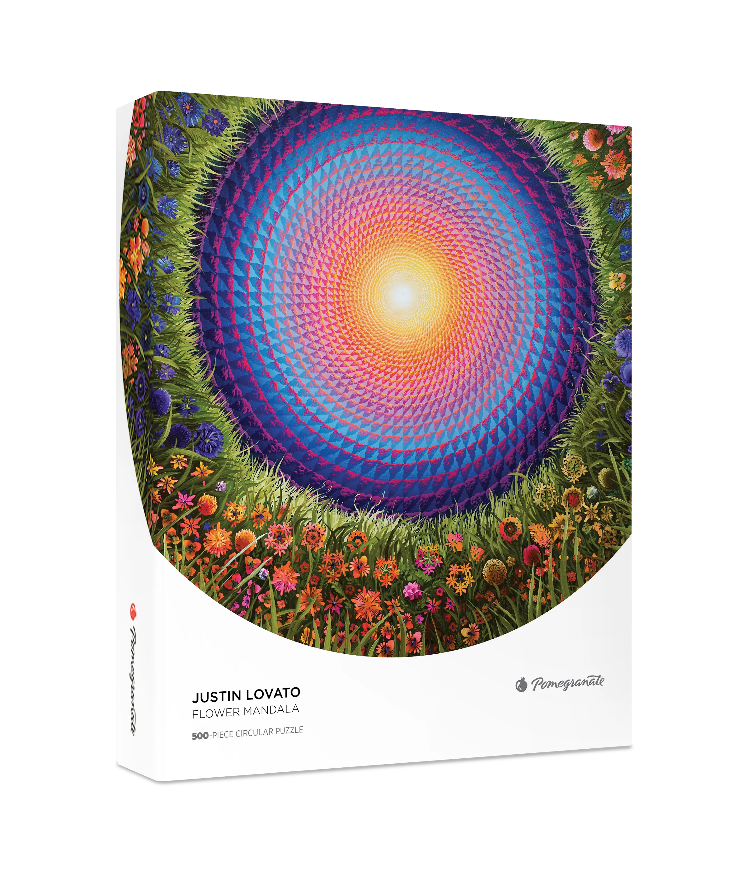 Justin Lovato: Flower Mandala 500-Piece Circular Jigsaw Puzzle