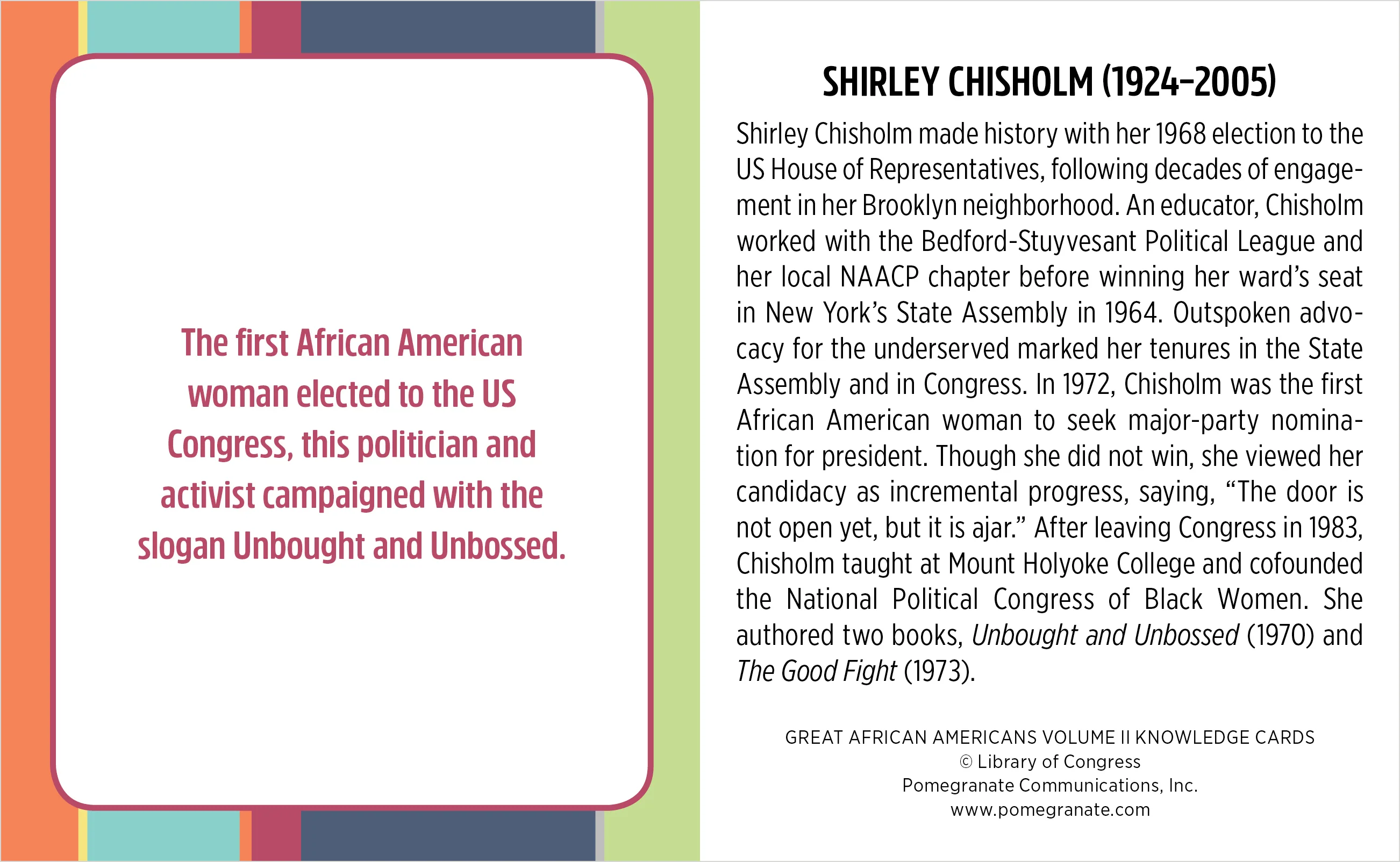 Great African Americans, Vol. II Knowledge Cards