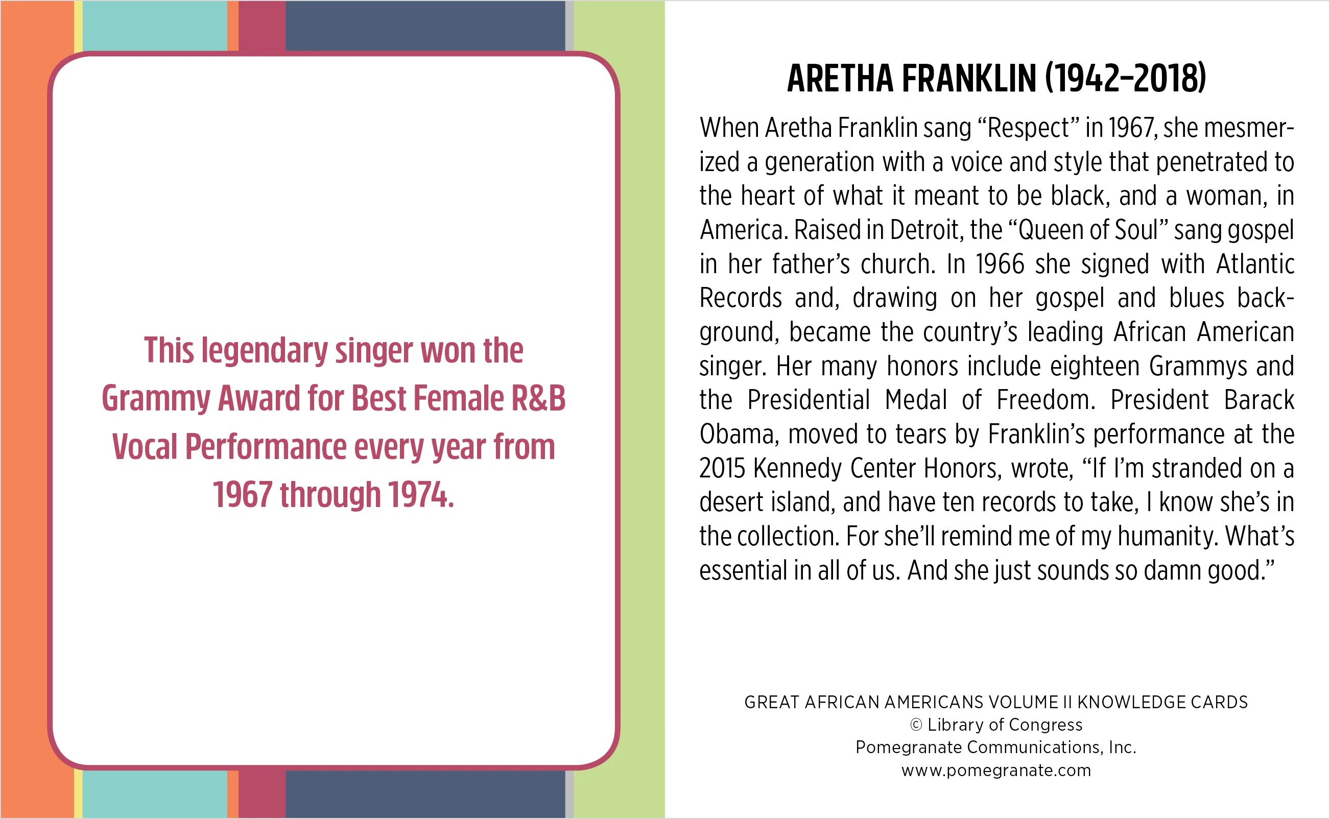 Great African Americans, Vol. II Knowledge Cards 4 Great African Americans, Vol. II Knowledge Cards