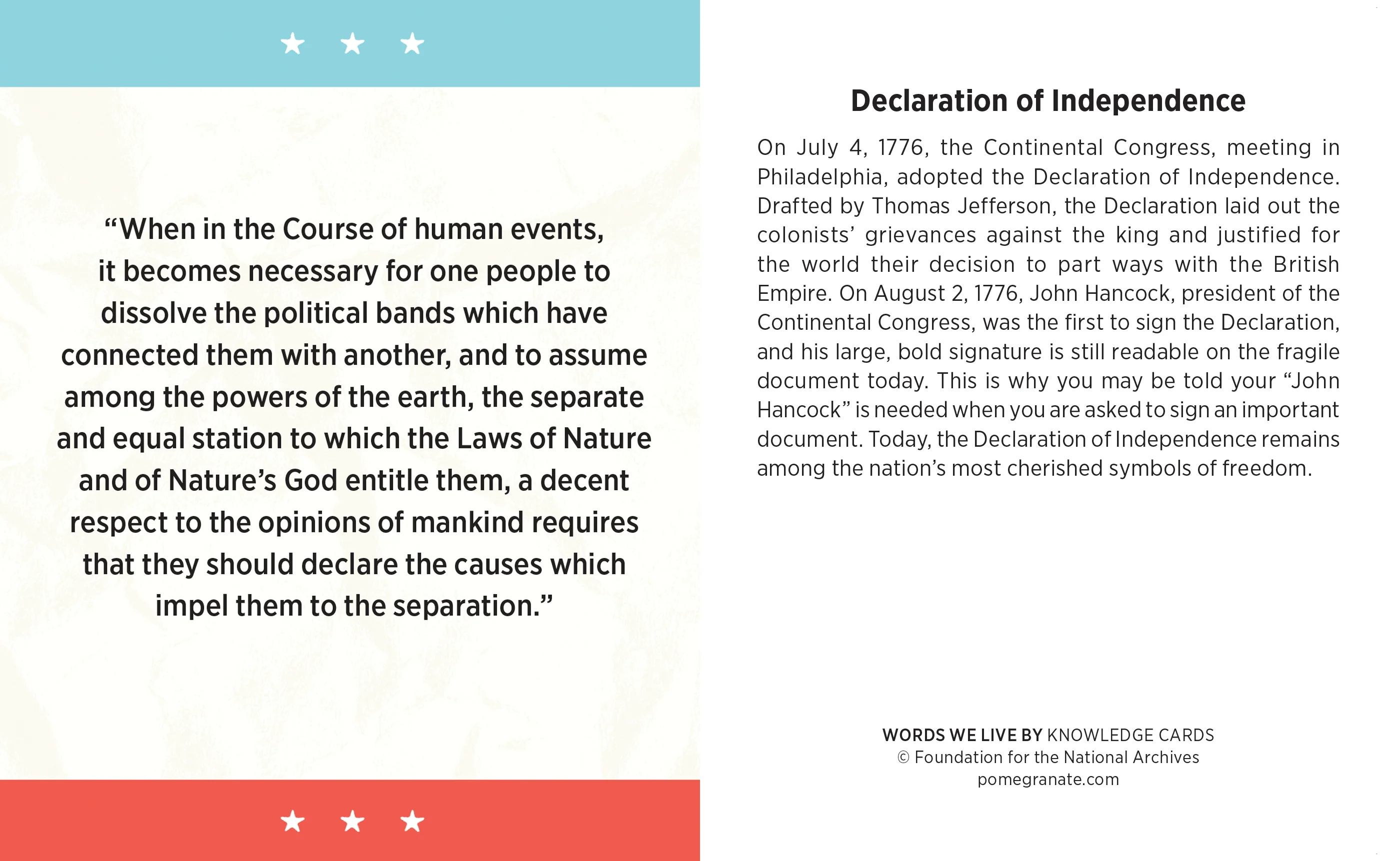 Words We Live By: A Quiz Deck on American Historical Documents Knowledge Cards 3 Words We Live By: A Quiz Deck on American Historical Documents Knowledge Cards