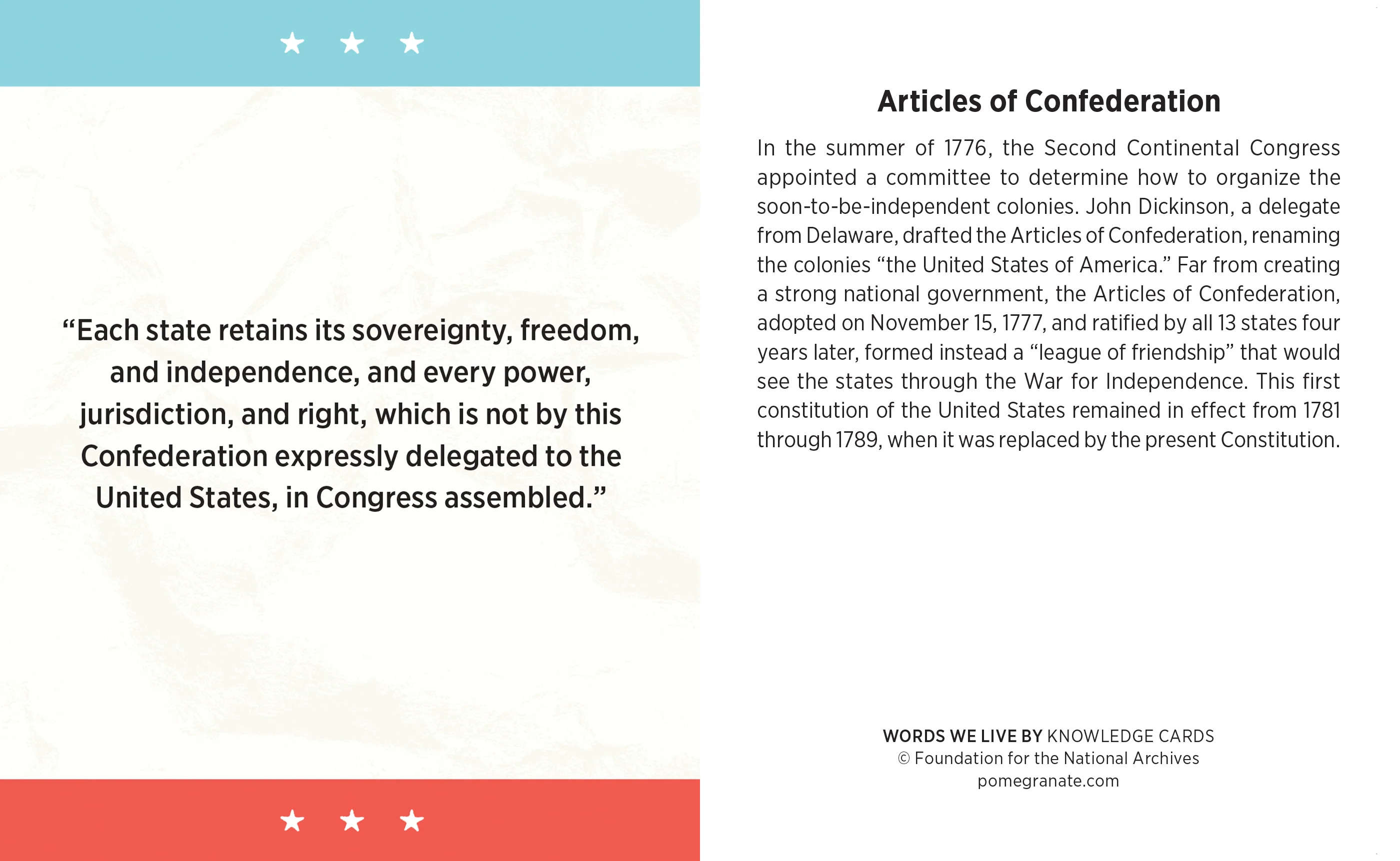 Words We Live By: A Quiz Deck on American Historical Documents Knowledge Cards 4 Words We Live By: A Quiz Deck on American Historical Documents Knowledge Cards
