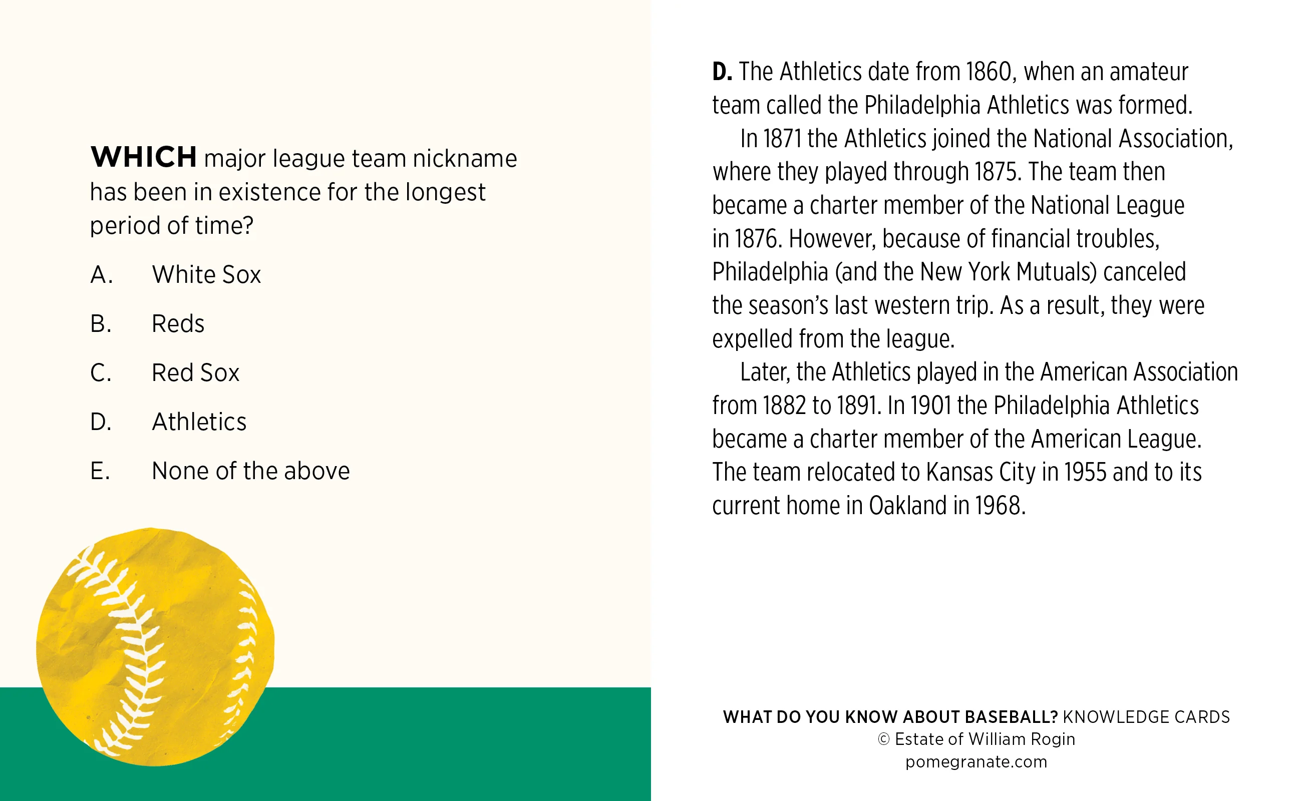 What Do You Know about Baseball? Knowledge Cards 4 What Do You Know about Baseball? Knowledge Cards