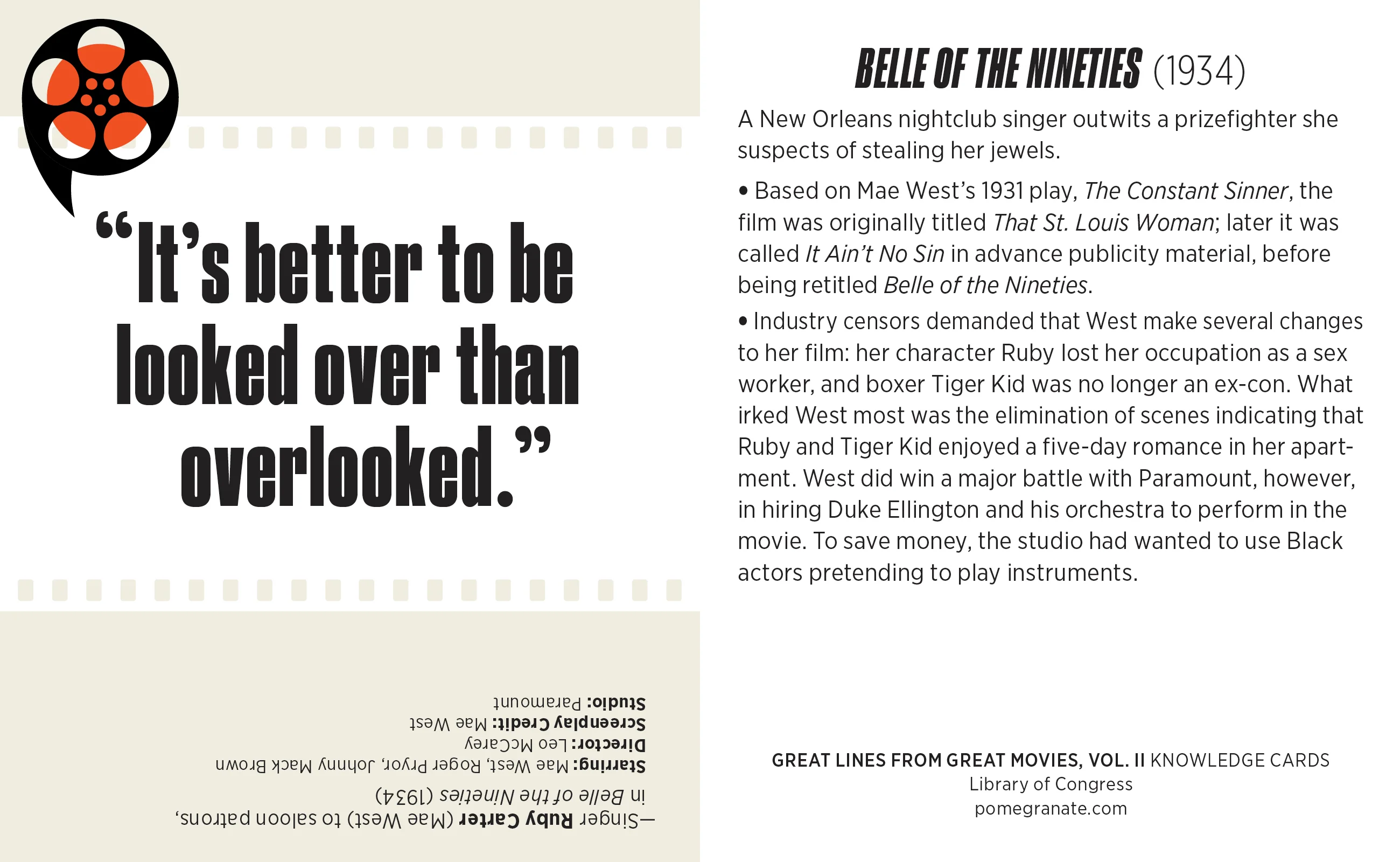 Great Lines from Great Movies, Vol. II Knowledge Cards 6 Great Lines from Great Movies, Vol. II Knowledge Cards