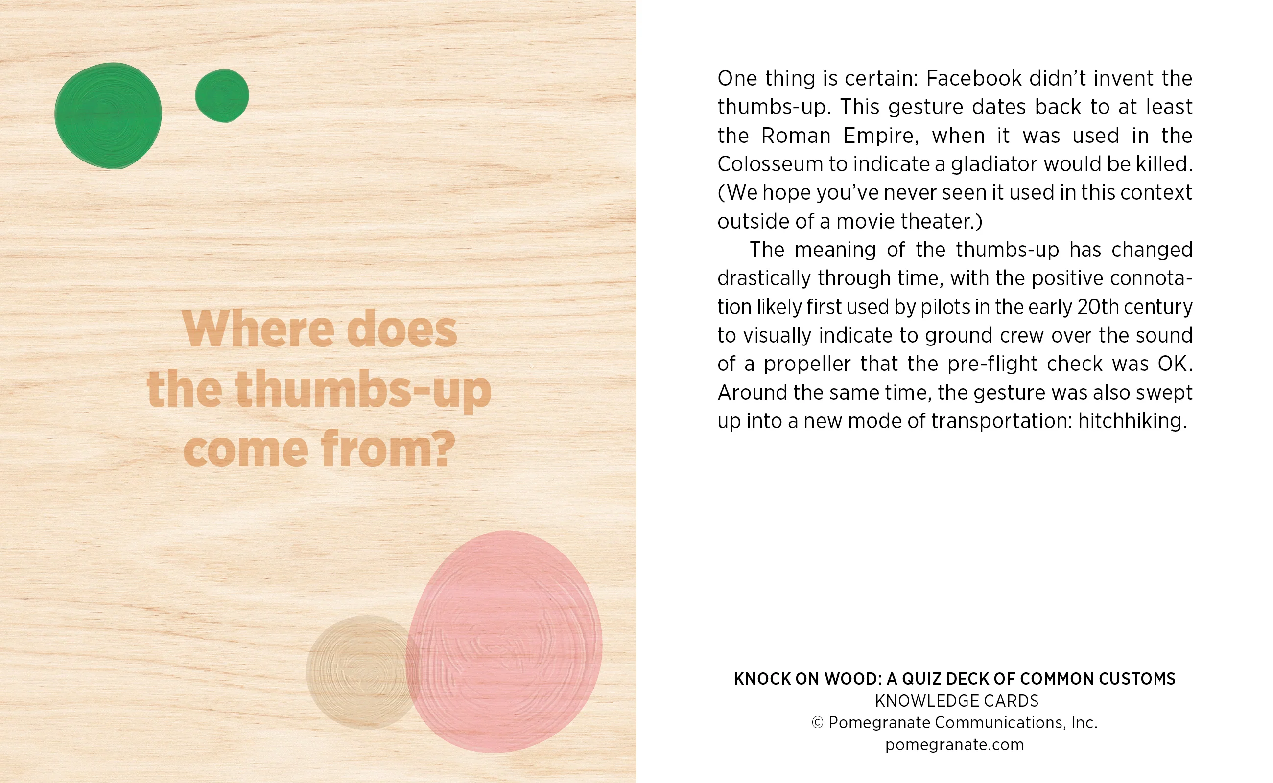 Knock on Wood: A Quiz Deck of Common Customs Knowledge Cards 4 Knock on Wood: A Quiz Deck of Common Customs Knowledge Cards
