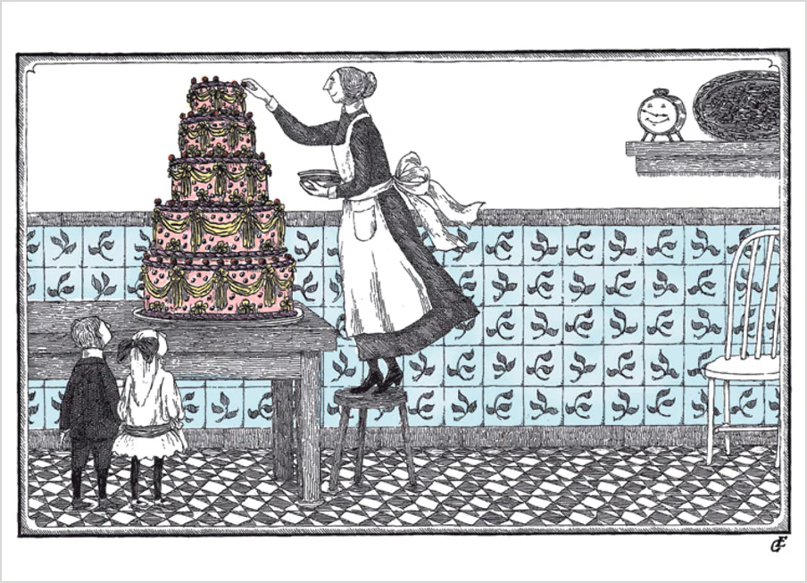 Edward Gorey: Birthday Cake Birthday Card