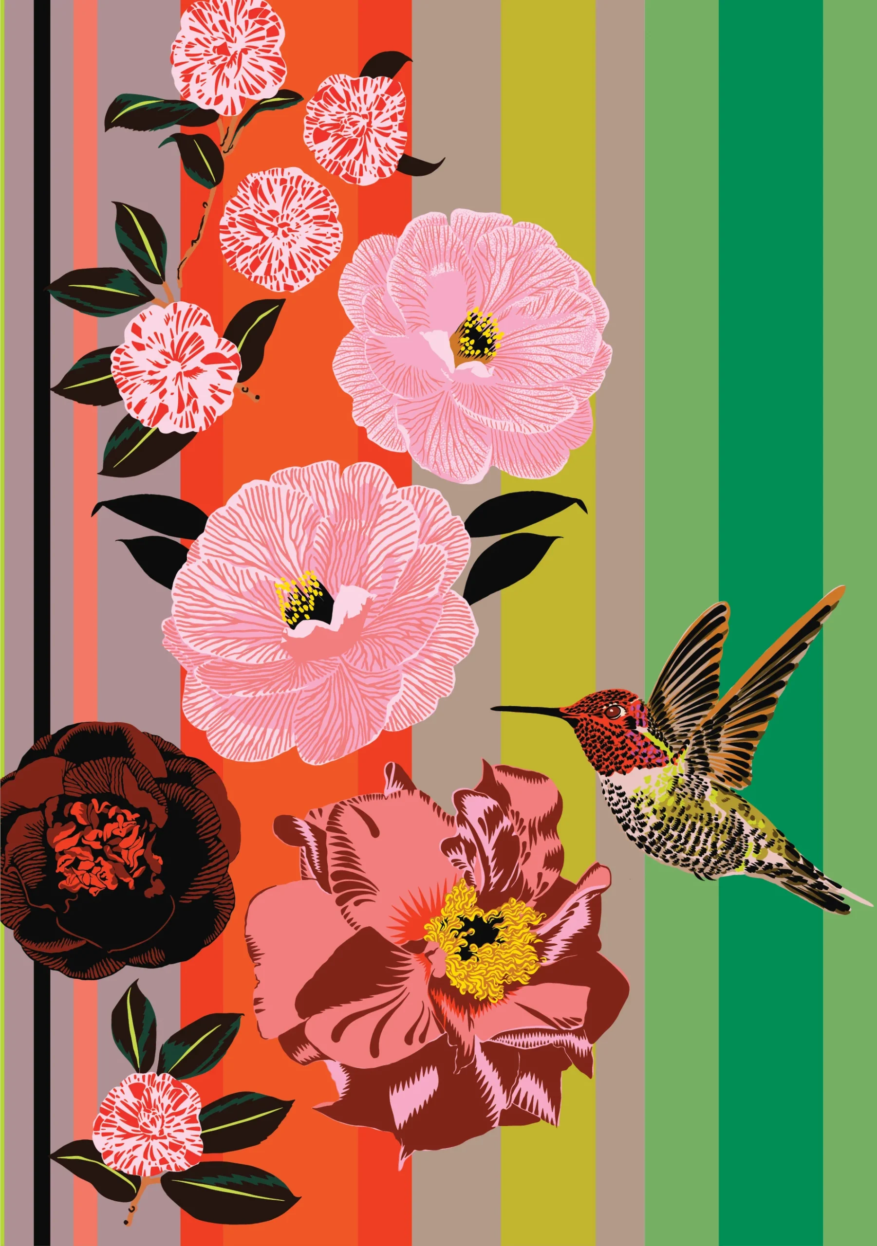 Kate Blairstone: Camellia Stripe Birthday Card