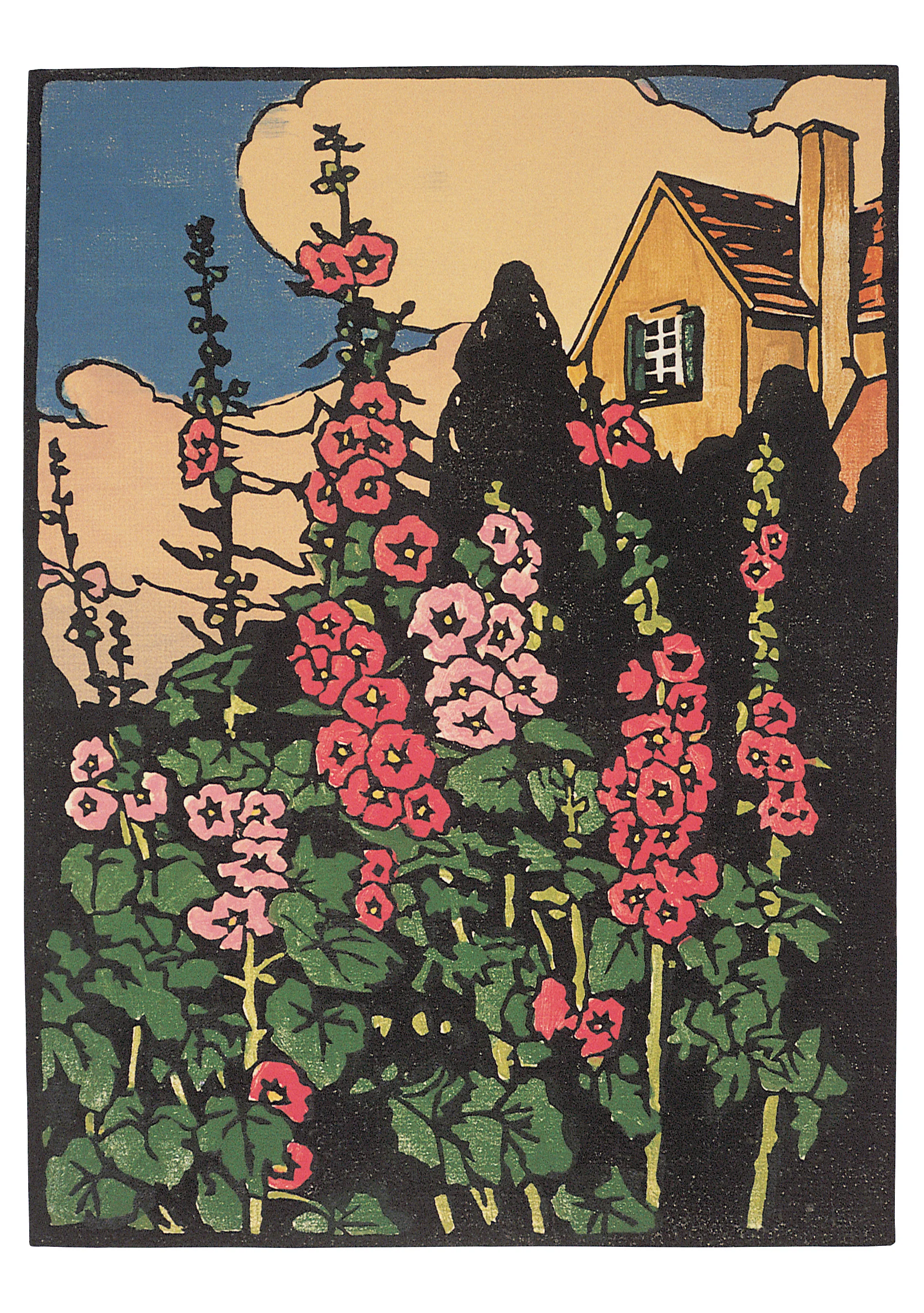 William S. Rice: Hollyhock Garden Birthday Card