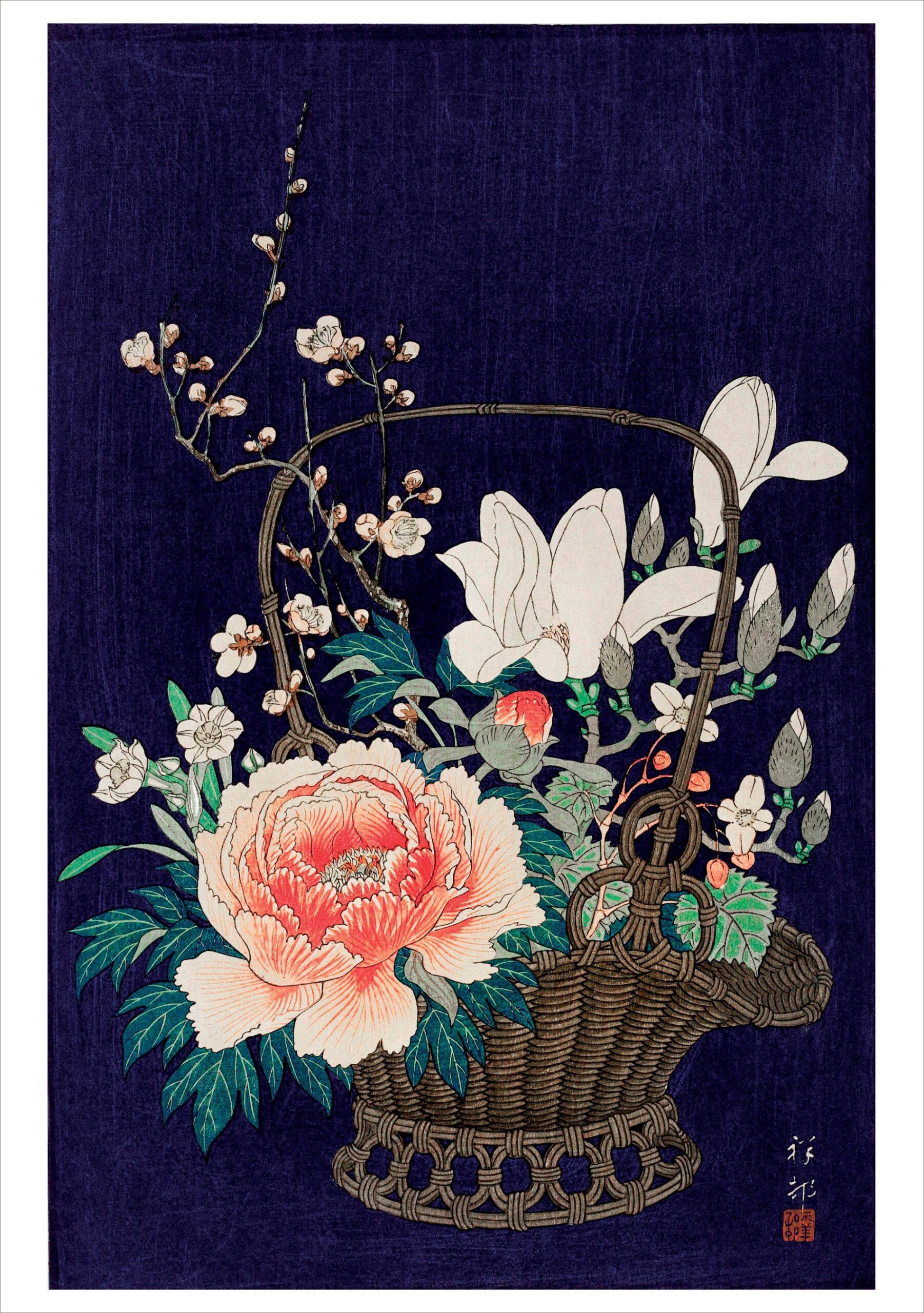 Ohara Koson (Shōson): Bamboo Flower Basket Notecard
