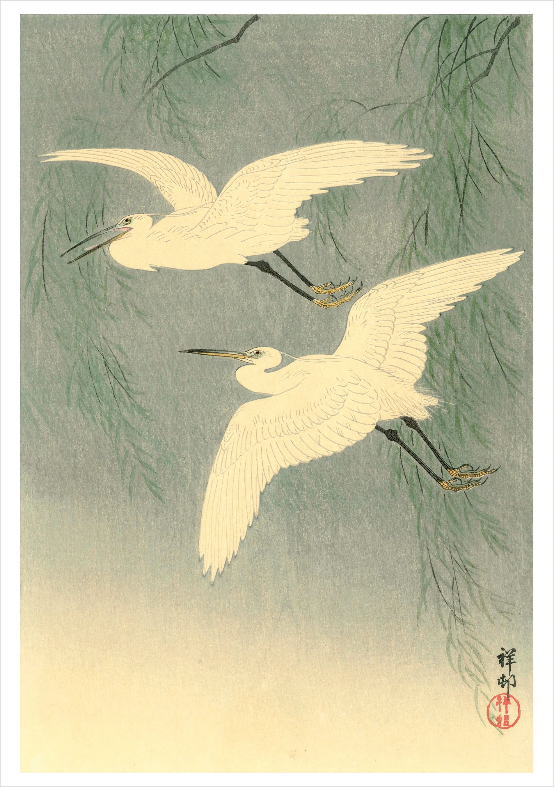 Ohara Koson (Shōson): Little Egrets in Flight Notecard