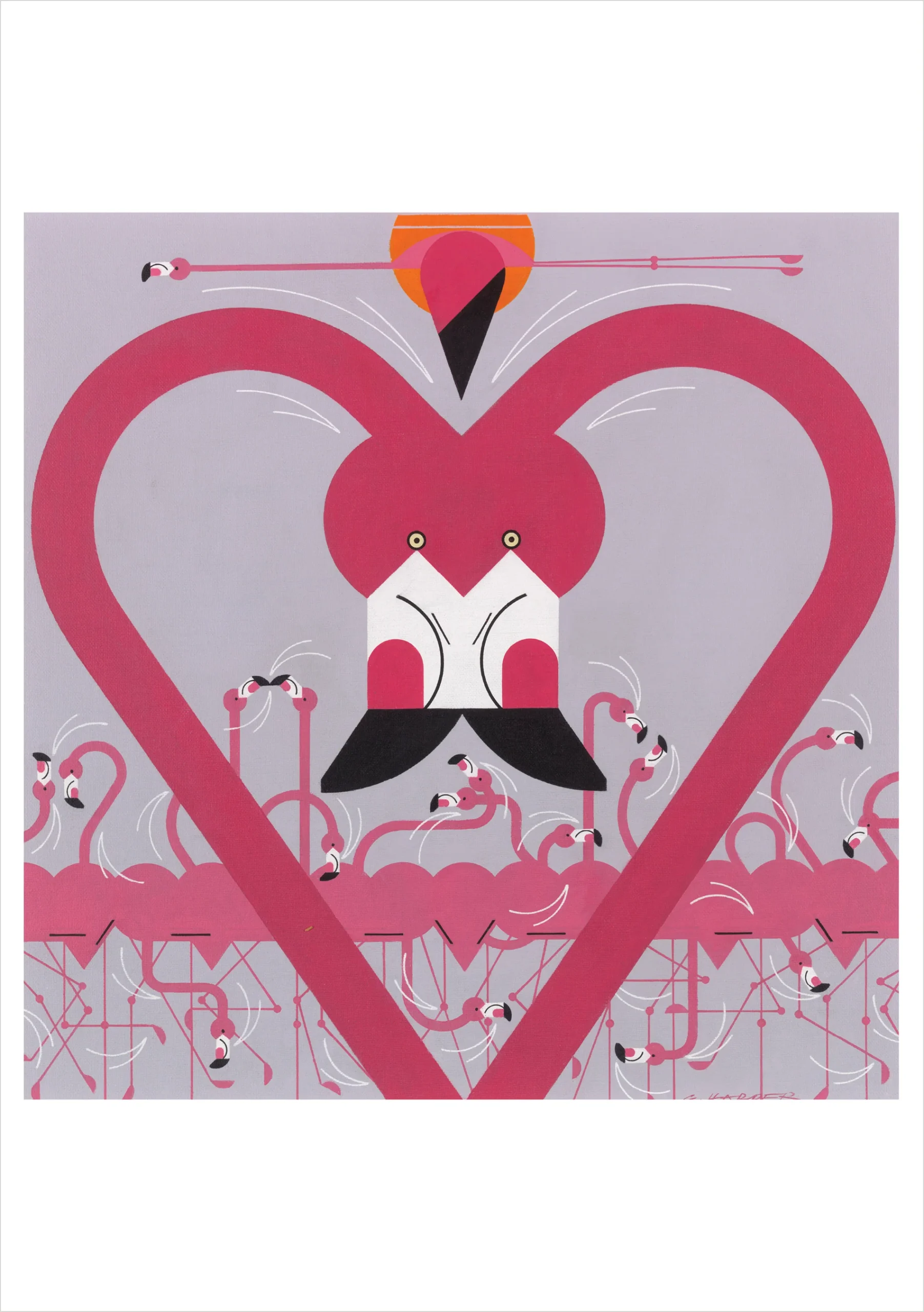Charley Harper: Flamingo a Go Go Birthday Card