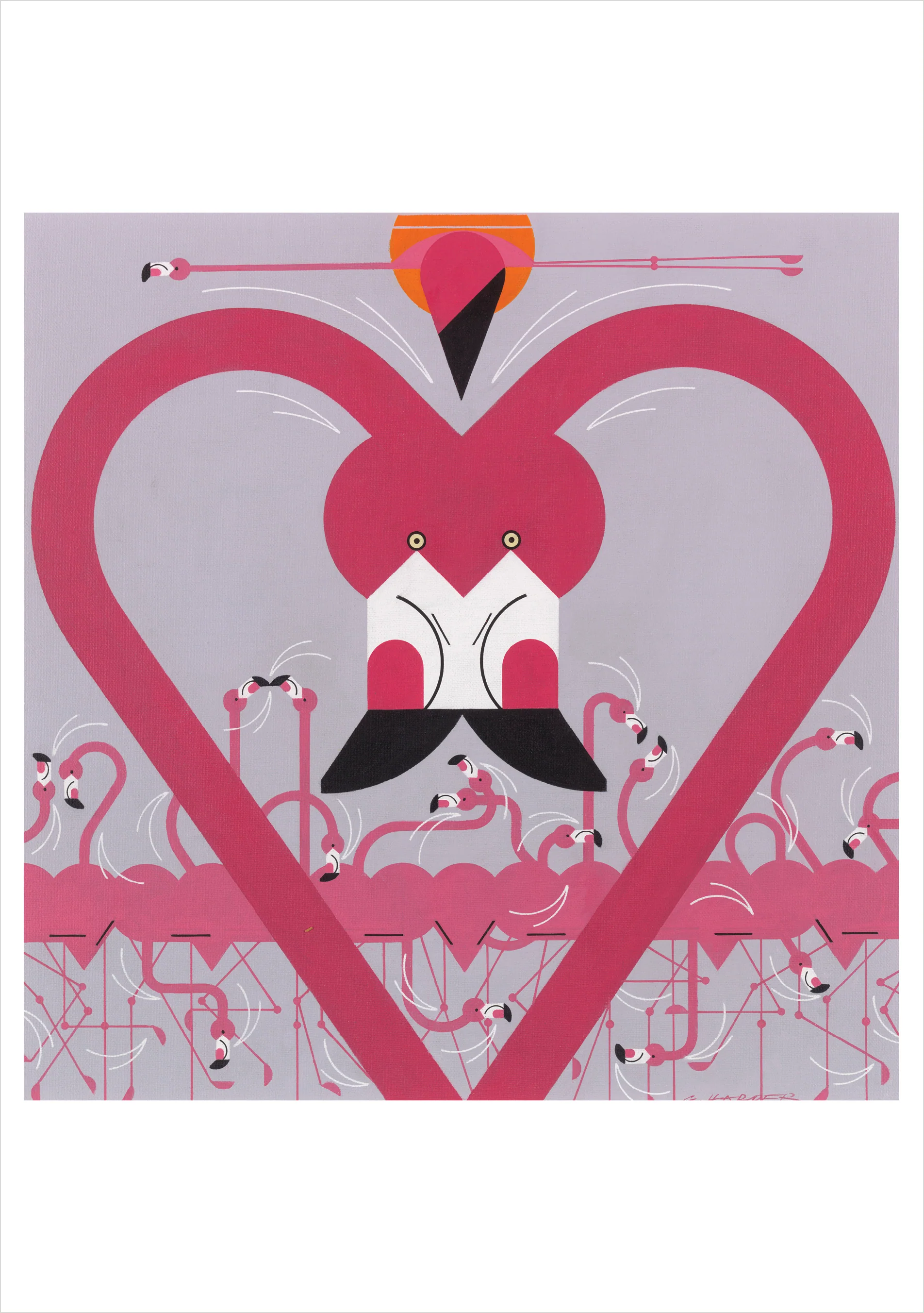 Charley Harper: Flamingo a Go Go Birthday Card