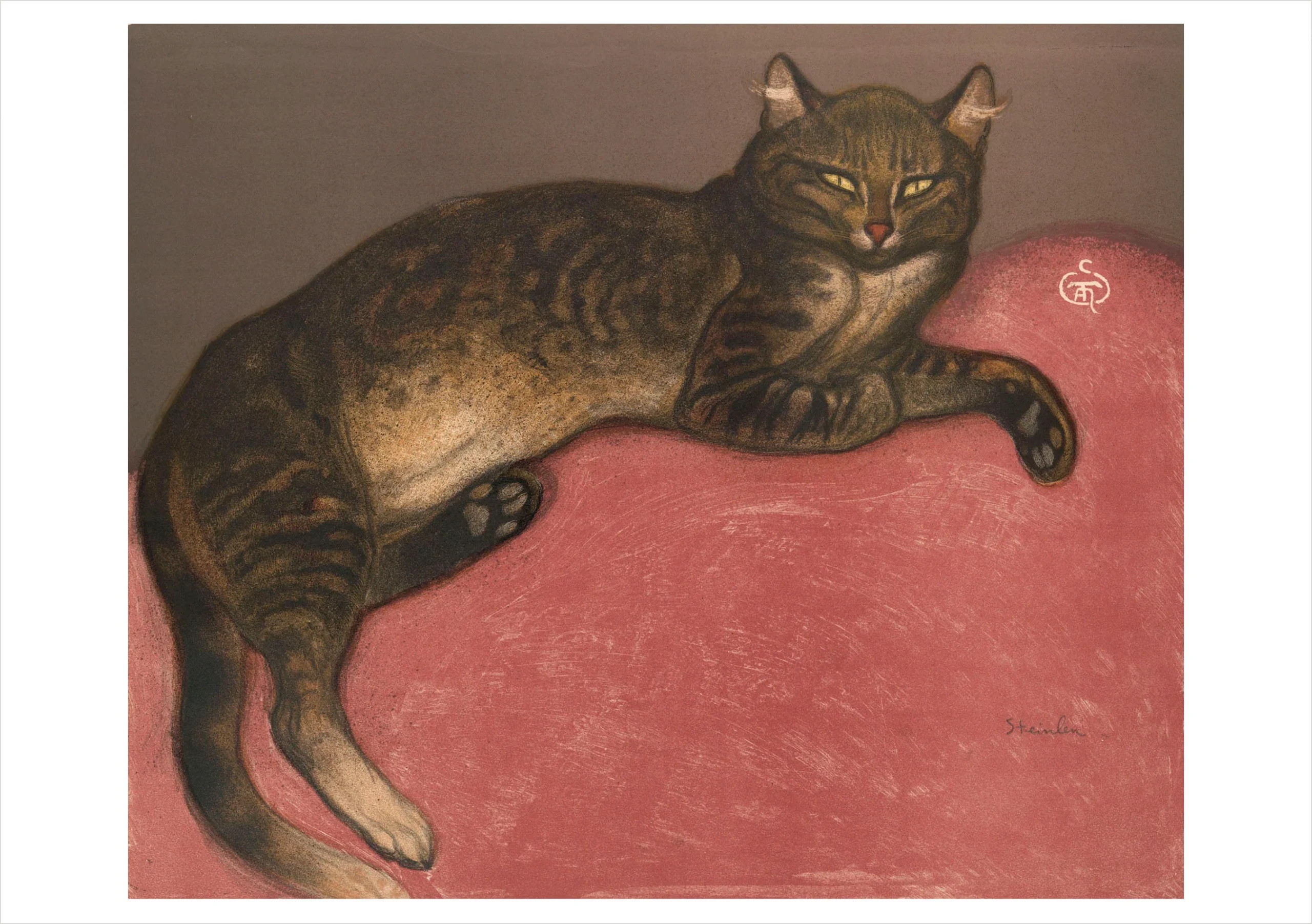 Théophile-Alexandre Steinlen: Winter: Cat on a Cushion Birthday Card