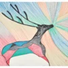 Pudlo Pudlat: Caribou in Northern Lights Birthday Card
