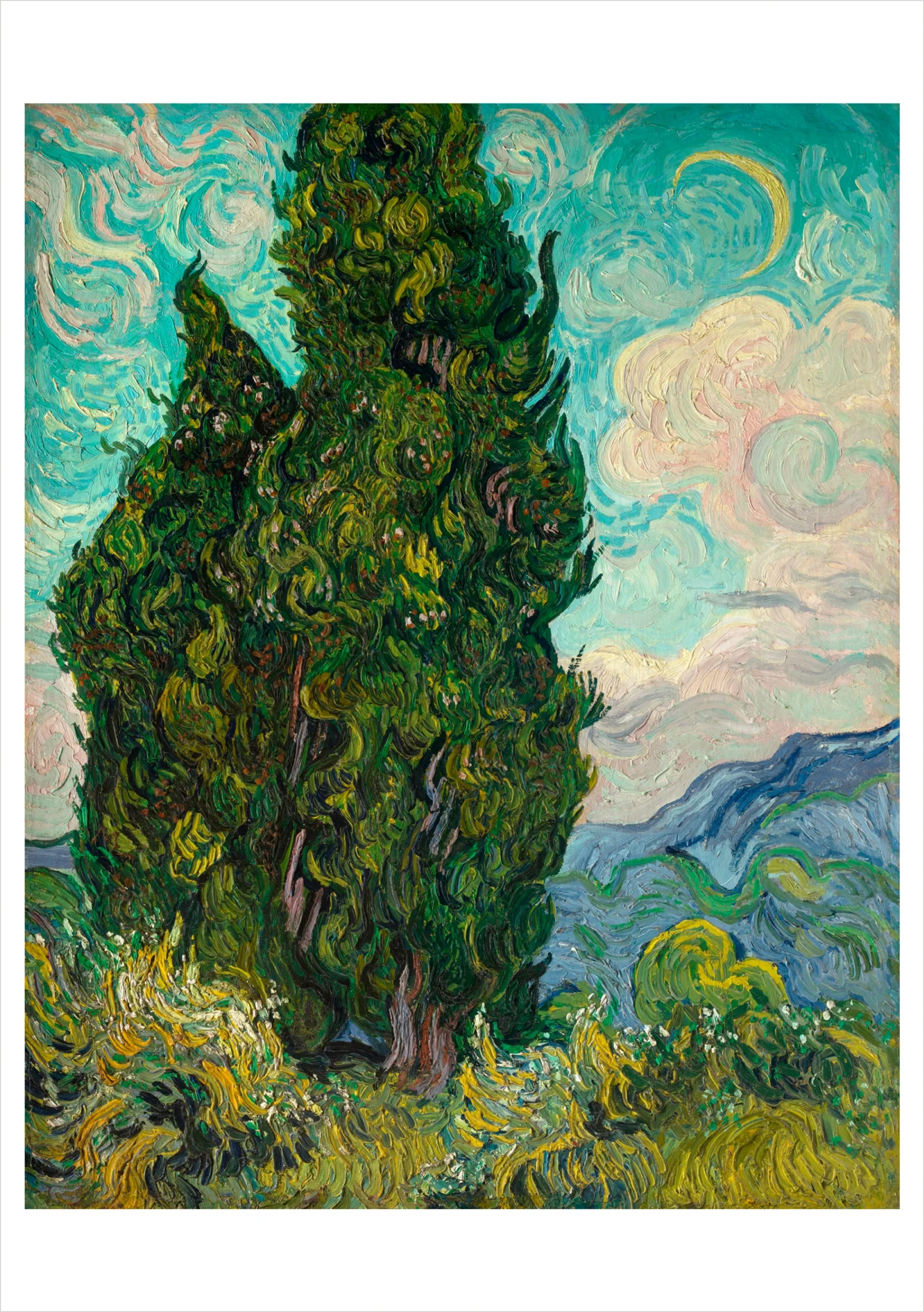 Vincent van Gogh: Cypresses Notecard