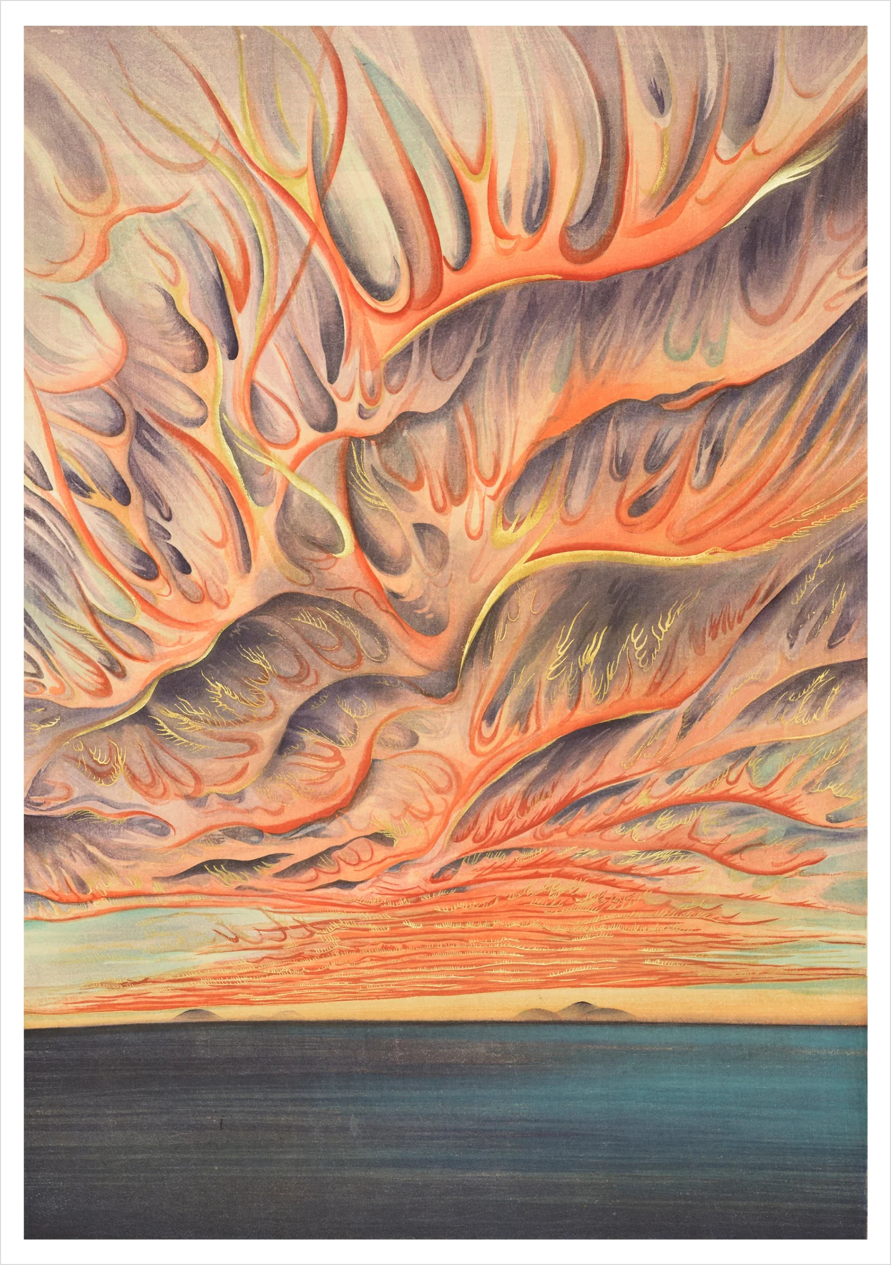 Chiura Obata: Setting Sun on Sacramento Valley Notecard
