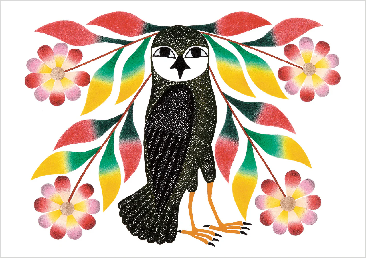 Kenojuak Ashevak: Owl’s Bouquet Birthday Card