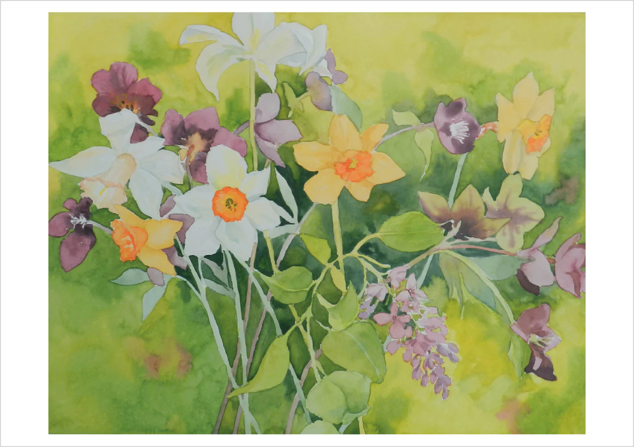 Molly Hashimoto: Daffodils and Spring Flowers Birthday Card