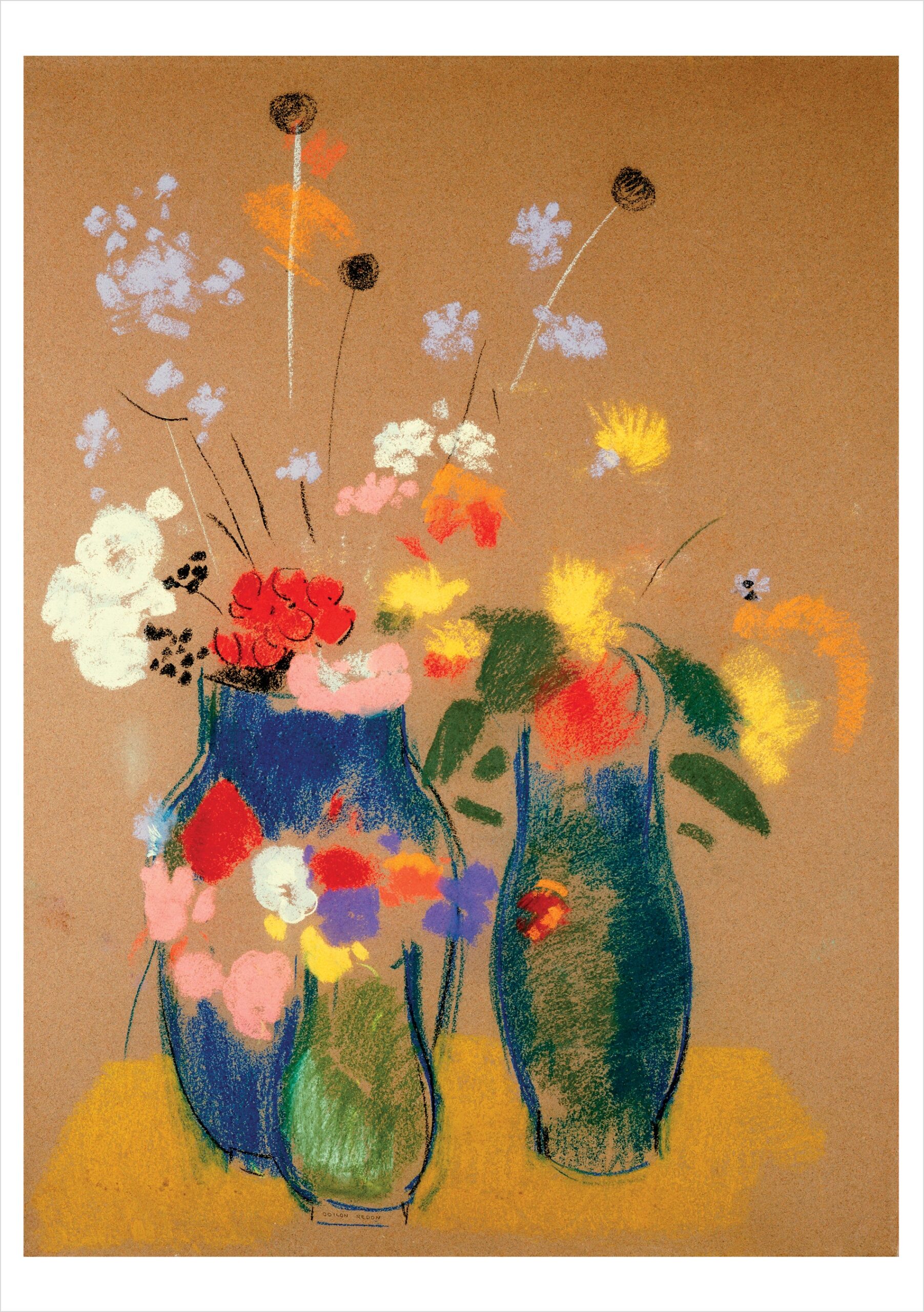 Odilon Redon: Three Vases of Flowers Birthday Card